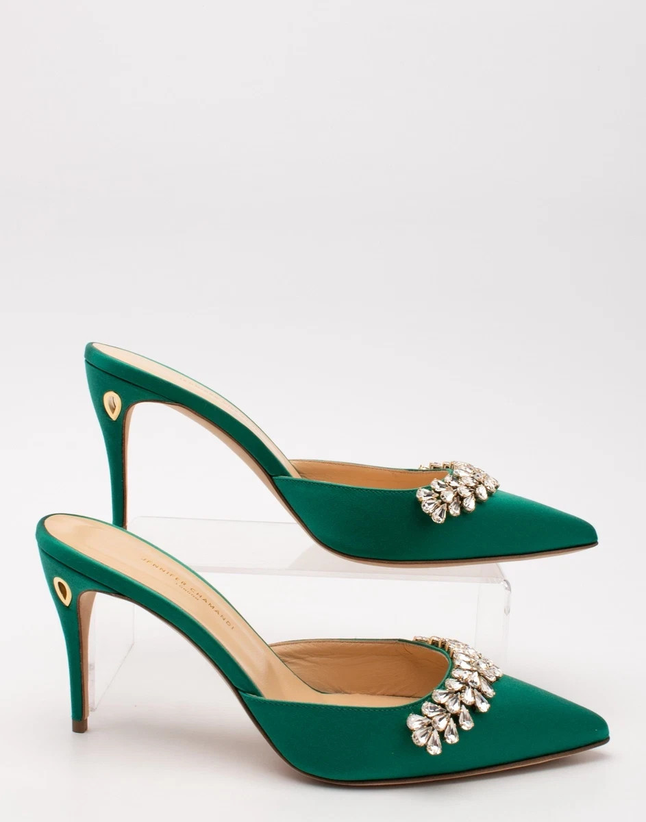 RRP€815 JENNIFER CHAMANDI Satin Mule Heels US8.5 EU38.5 NWB Made in Italy