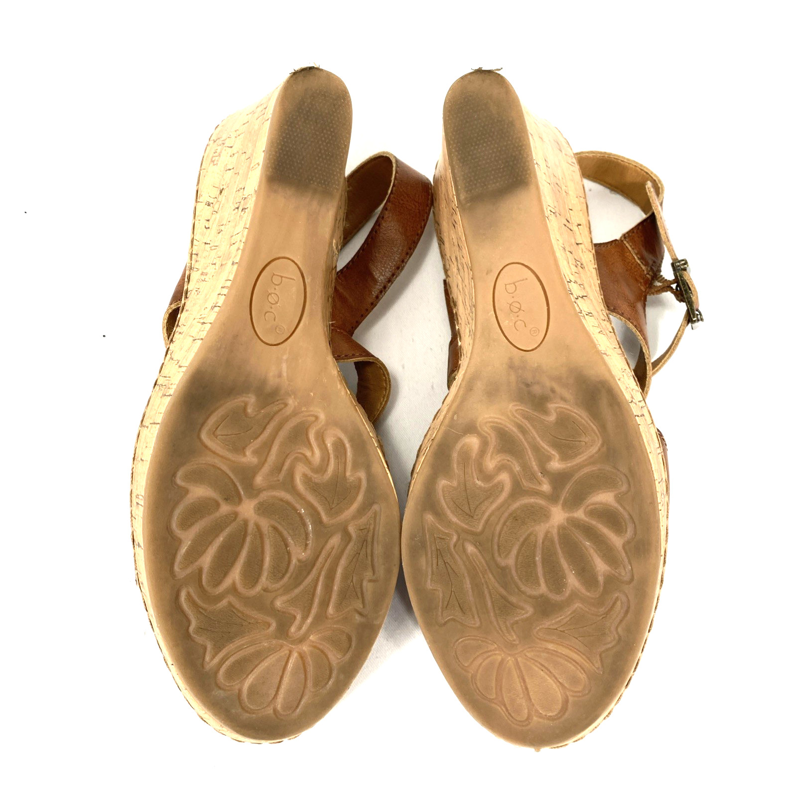 BOC Born Concept Sandals Women’s Sz 10 Brown Vegan Leather Slingback Cork Wedges