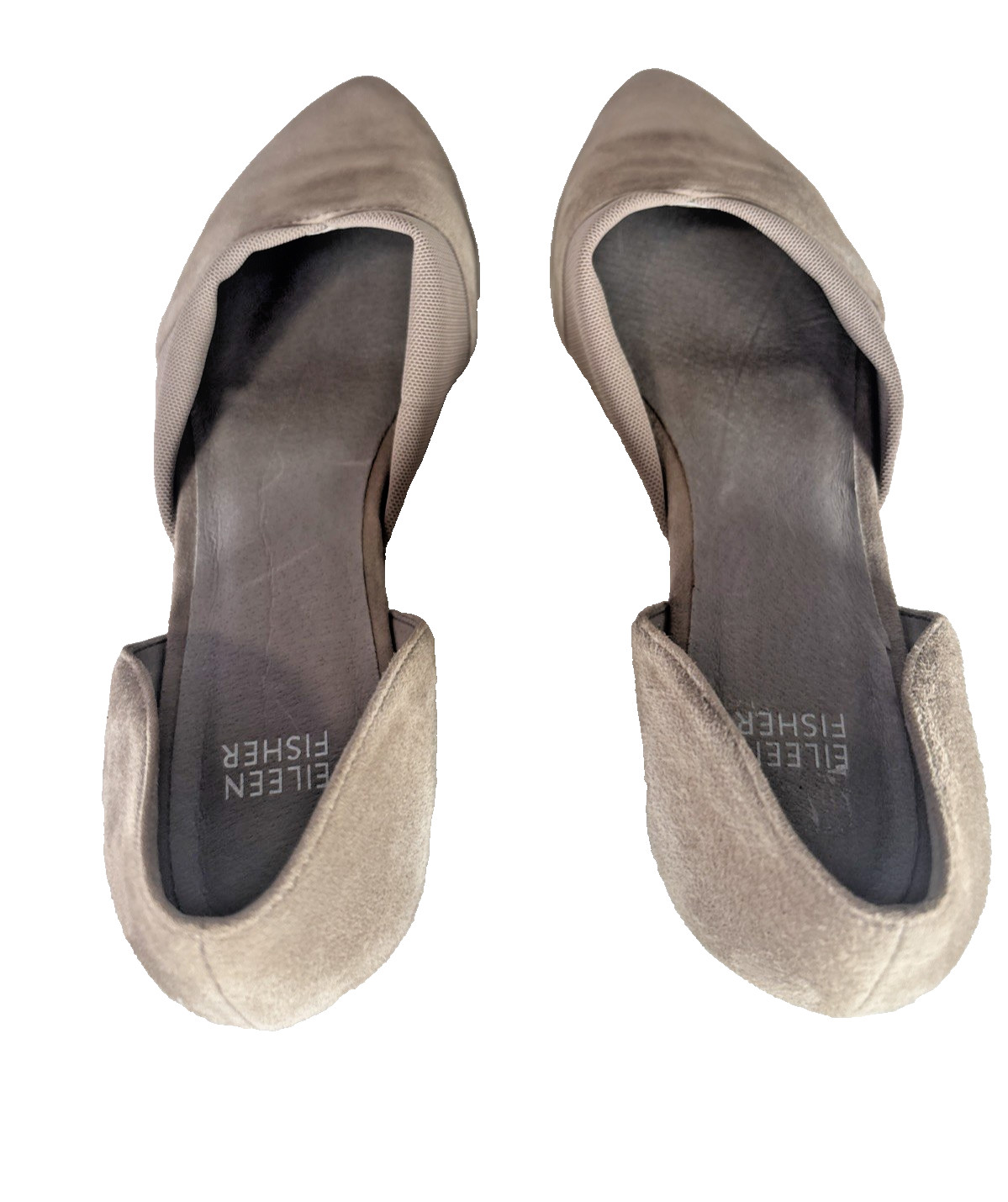 Eileen Fisher Asha Suede Flats Taupe Pointed Toe Slip On Comfort Women 8.5
