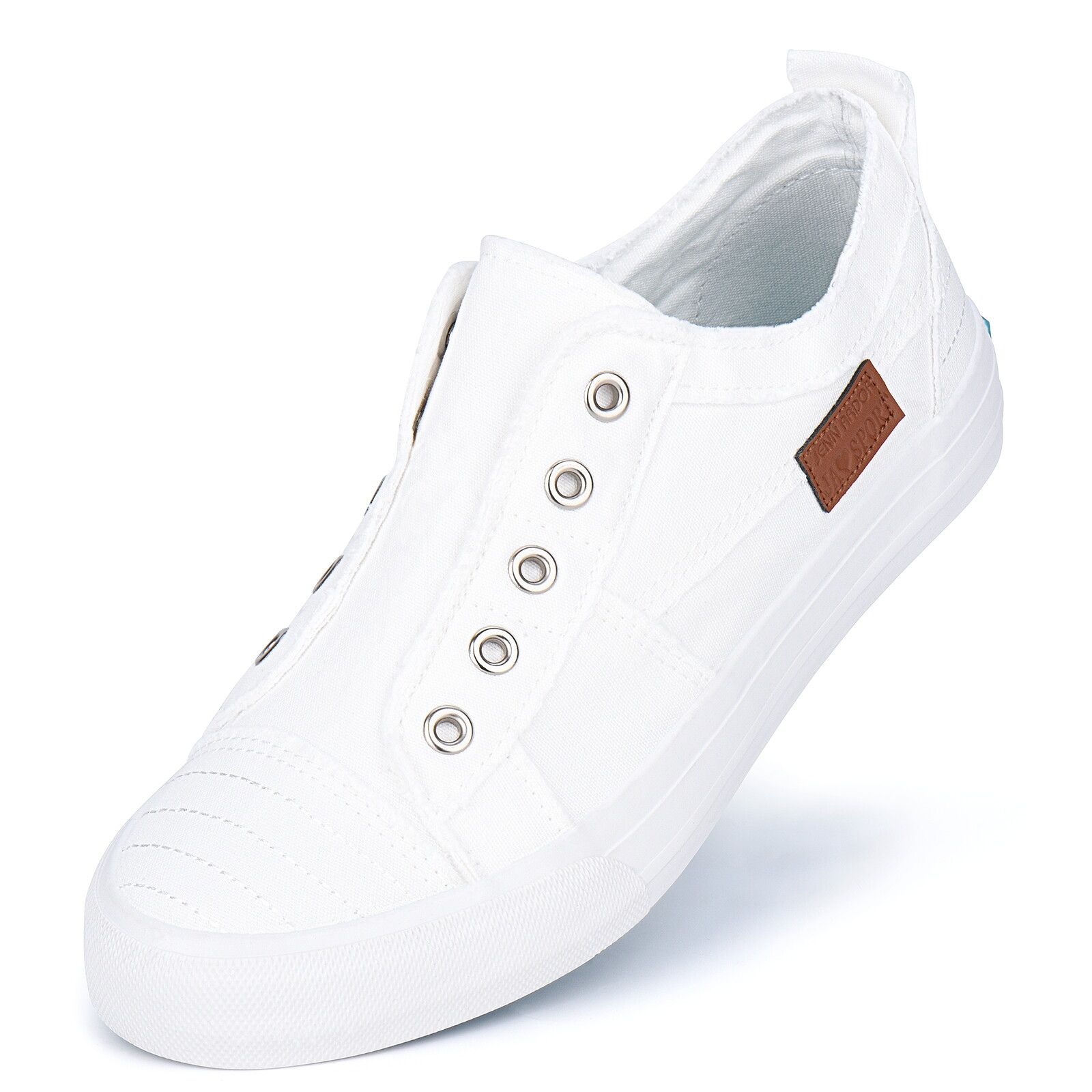 Womens Slip On Fashion Sneakers No Laces Casual Canvas Flats Tennis Walking Shoe