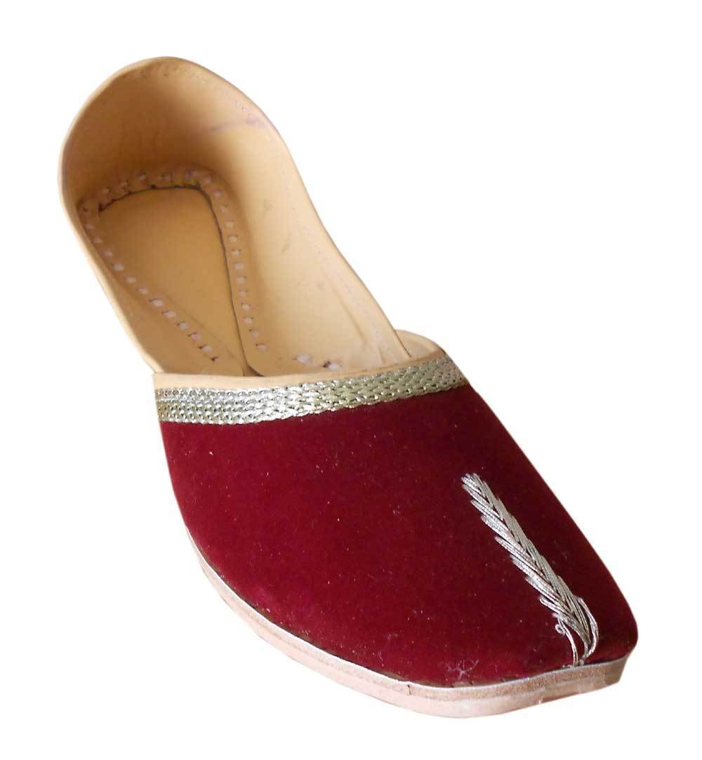 Women Shoes Casual Mojaries Handmade Leather Maroon Flip-Flops Jutties US 6-12