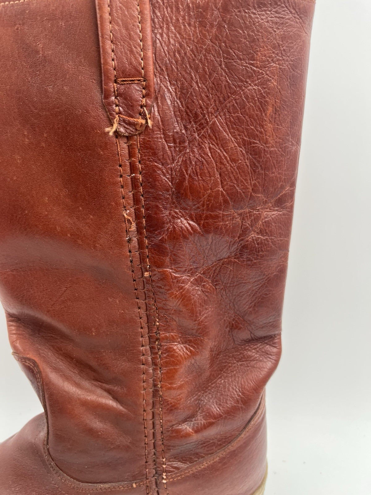 Vintage Dingo Acme Campus Womens Brown Chunky Stacked Heel Leather Boots Size 9D