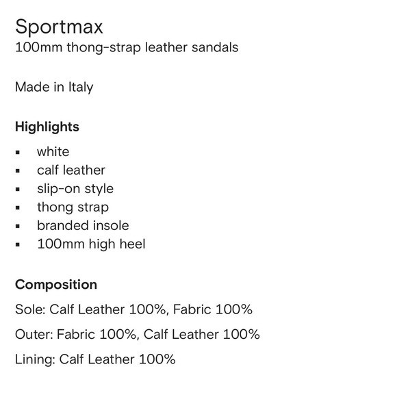 Sportmax MaxMara White Leather Fabric Thong Strap Heeled Sandals size 8/8.5