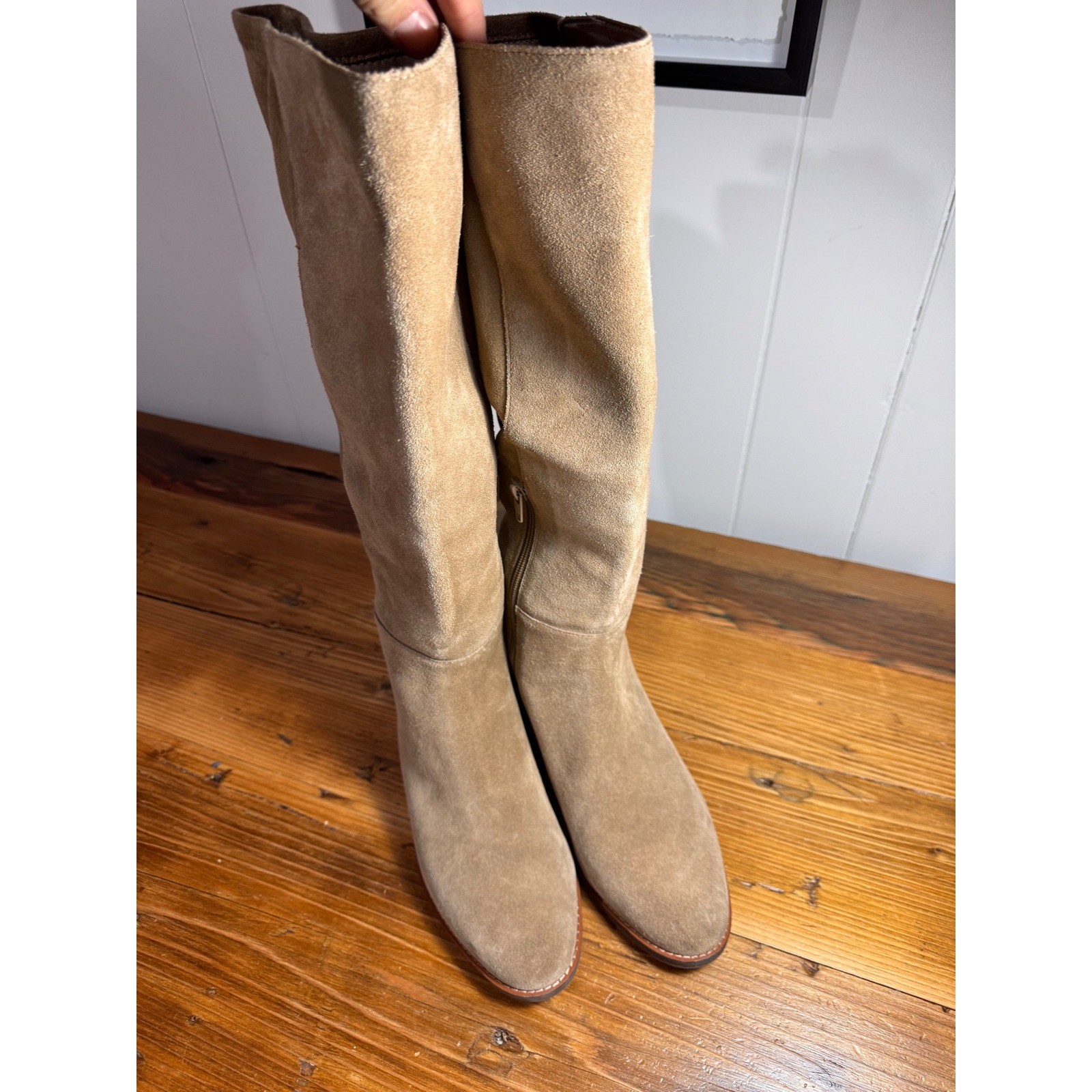 Sole Society Idetta Boots Women 8M Tan Suede Tall Knee High SO-IDETTA