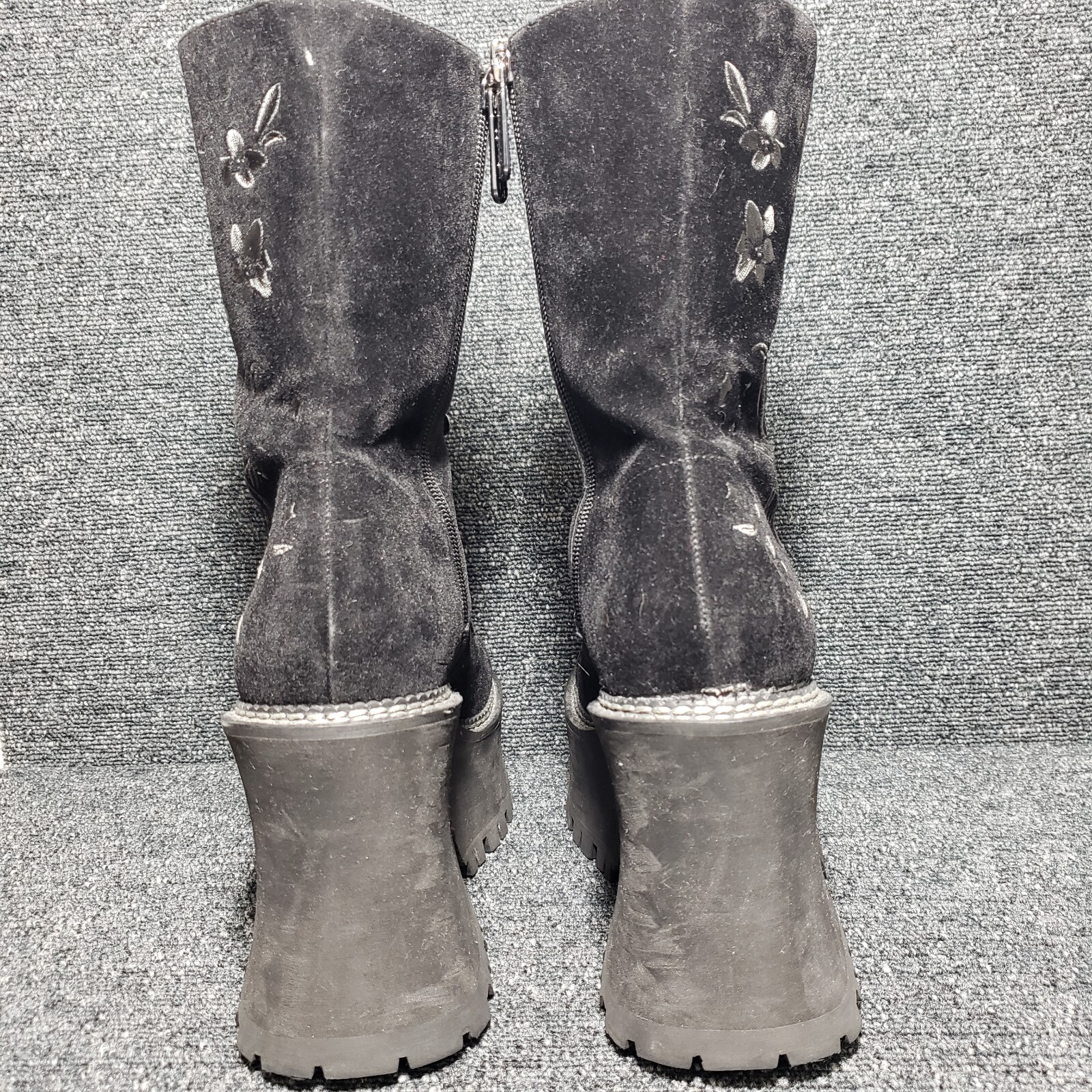 KILLSTAR Luci-Fairy Boots Womens 9 Black Velvet Platform Heel Shoes