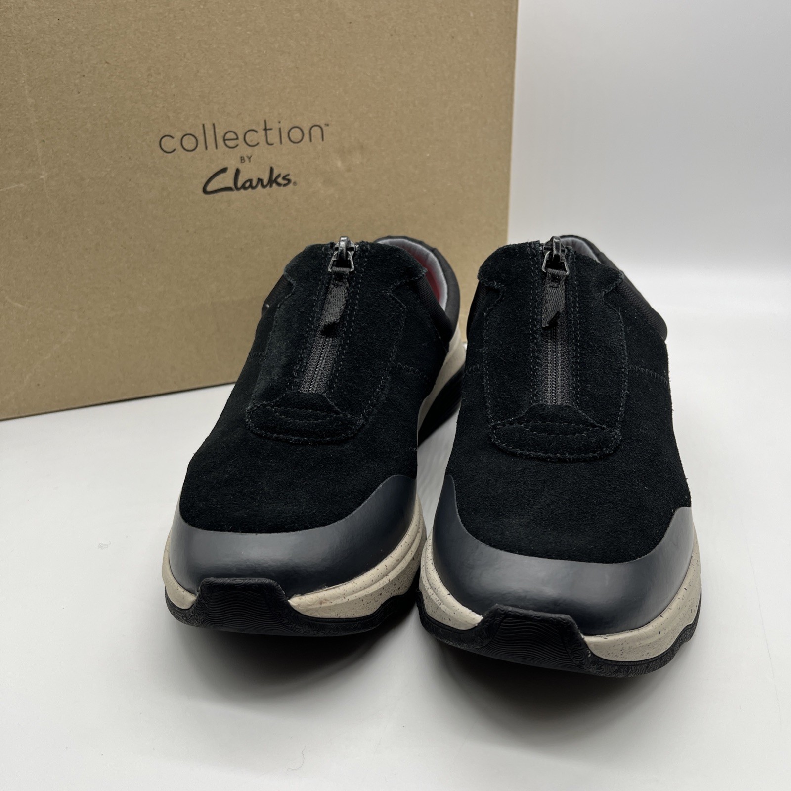 CLARKS Collection Women’s JAUNT WAY Black Suede Slip On Sneaker 🌺 Size 10 W~NIB