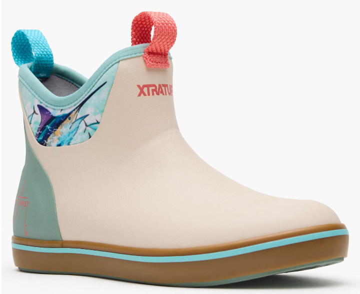 XTRATUF Women’s ADB Guy Harvey 6″ Bone White Marlin Ankle Deck Boot XWABGH10