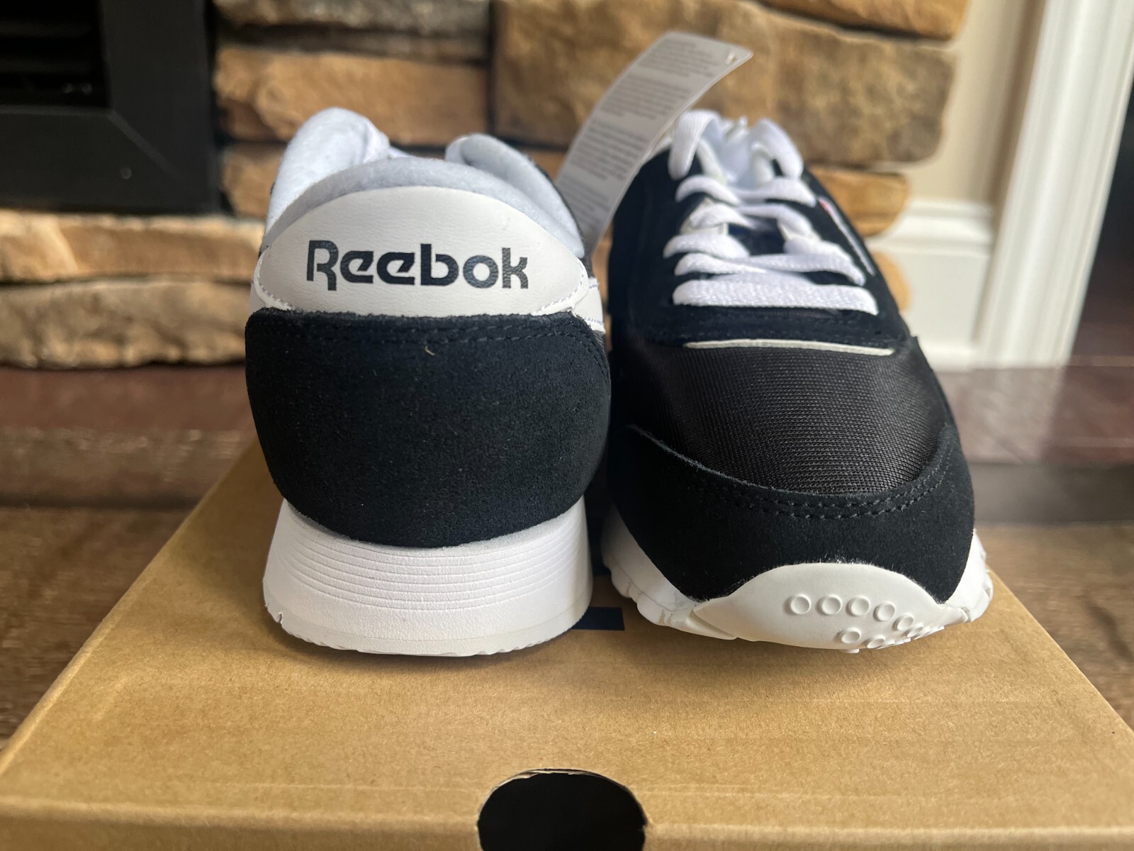 REEBOK ROYAL CLASSIC LEATHER NYLON BLACK WHITE WOMENS SIZE 5 NEW WITH BOX