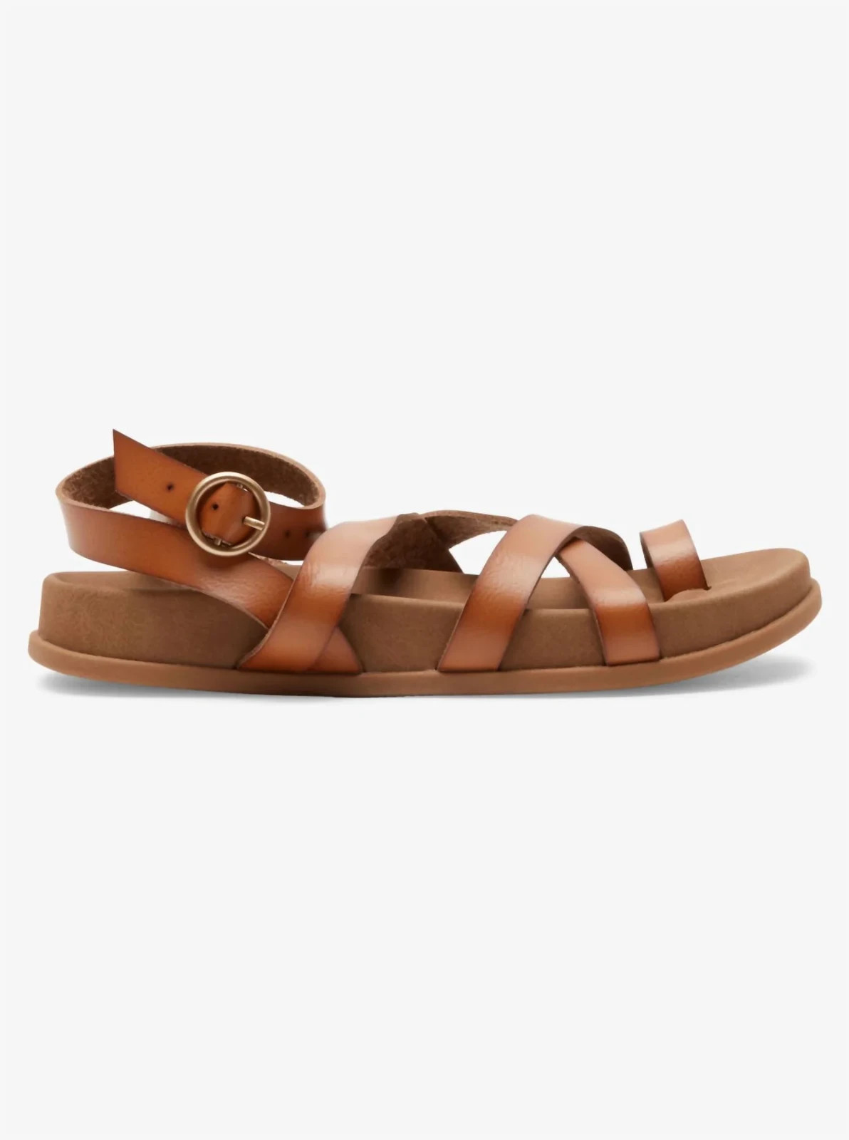 Roxy Ahri Sandal 8 38 Tan Ankle Wrap Strap Gladiator Faux Leather New Vegan Boho