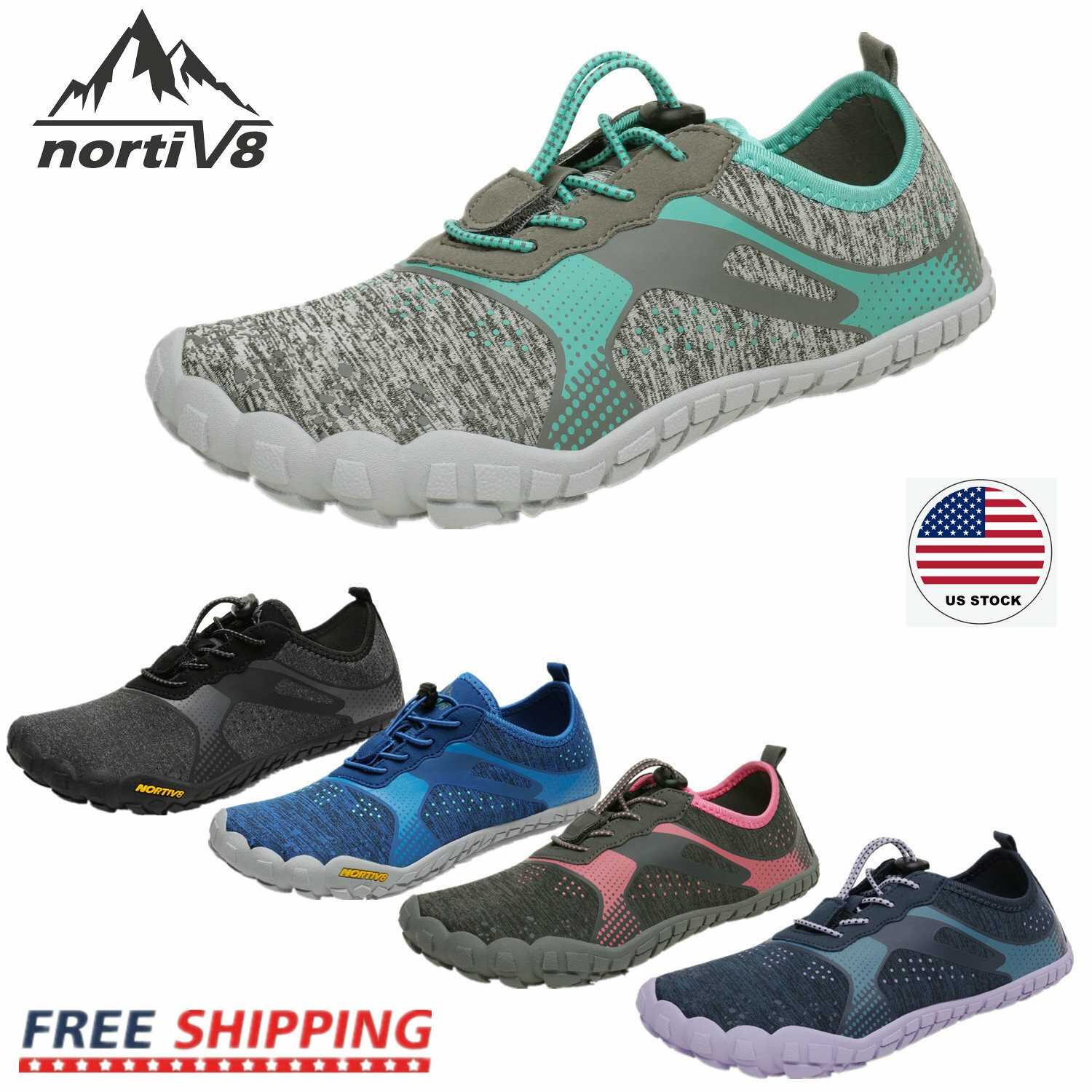 NORTIV8 Women’s Water Shoes Barefoot Quick Dry for Swim Surf Aqua Beach Vacation