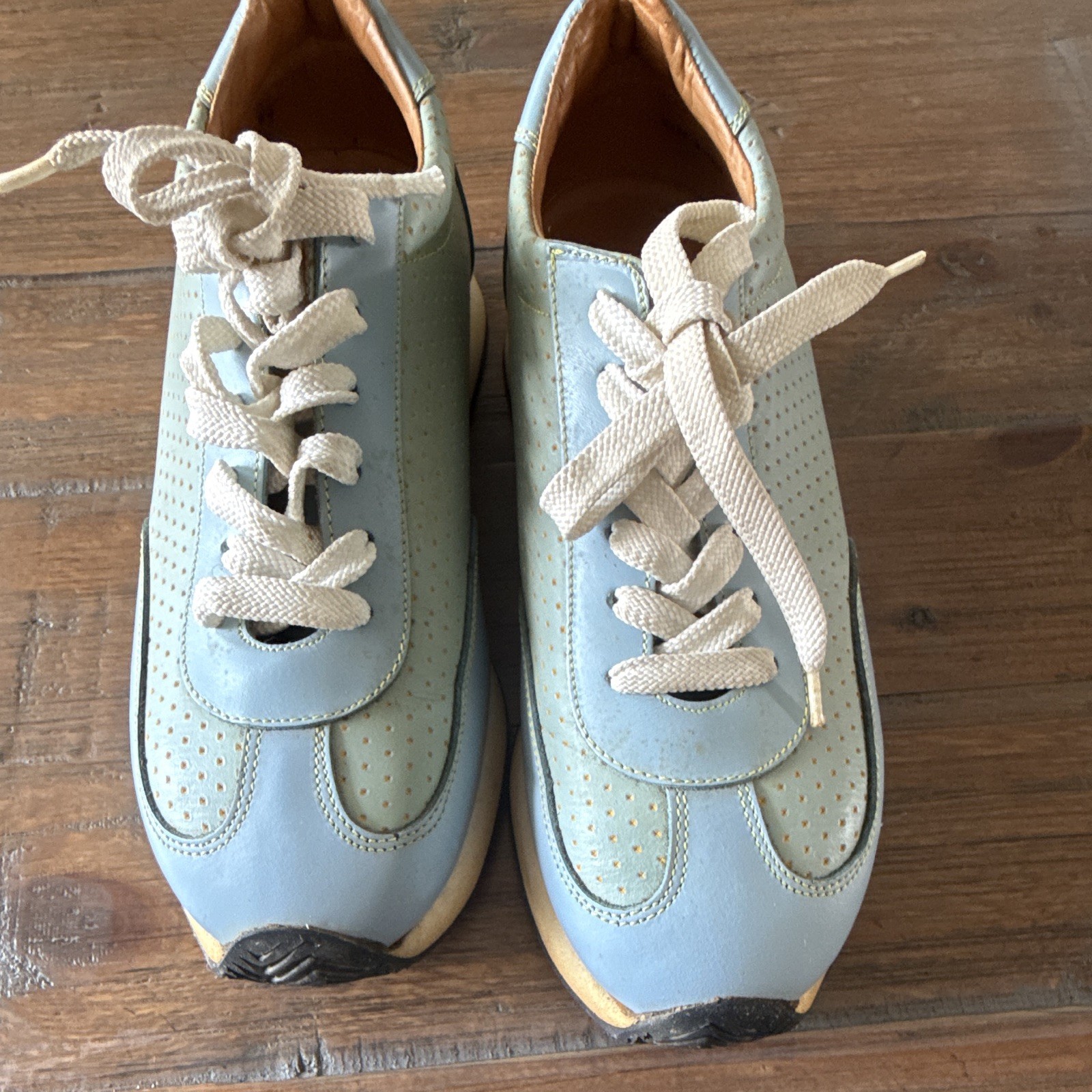 Dooney & Bourke Women’s Blue Green Leather Lace-Up Low Top Sneakers US 7