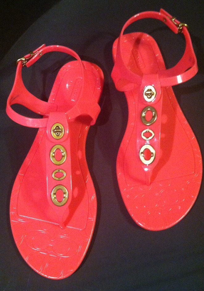 Coach Hot Pink Patent Flat Sandal Flip Flops Shoes Sz 6 1/2, 7 1/2, Or 8 1/2