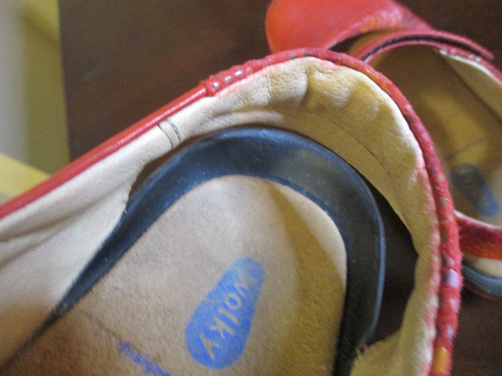 Wolky Red Leather Mary Jane Comfort Shoes Hook Loop Strap Women US 7 EU 38