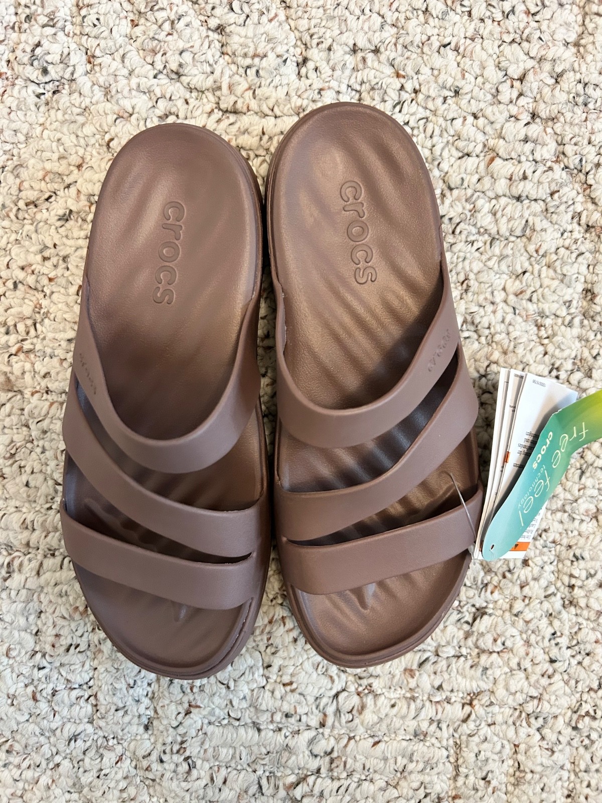 Crocs Getaway Strappy Slide Sandals Women’s Size 8 Truffle Brown Comfort Slip On