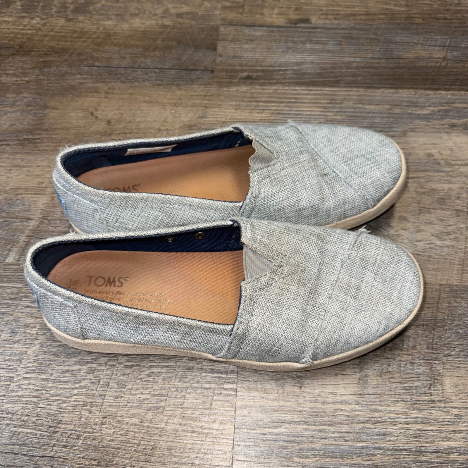 TOMS Classic Alpargata Grey Textured Canvas Slip On Flats Womens 6.5 10009986