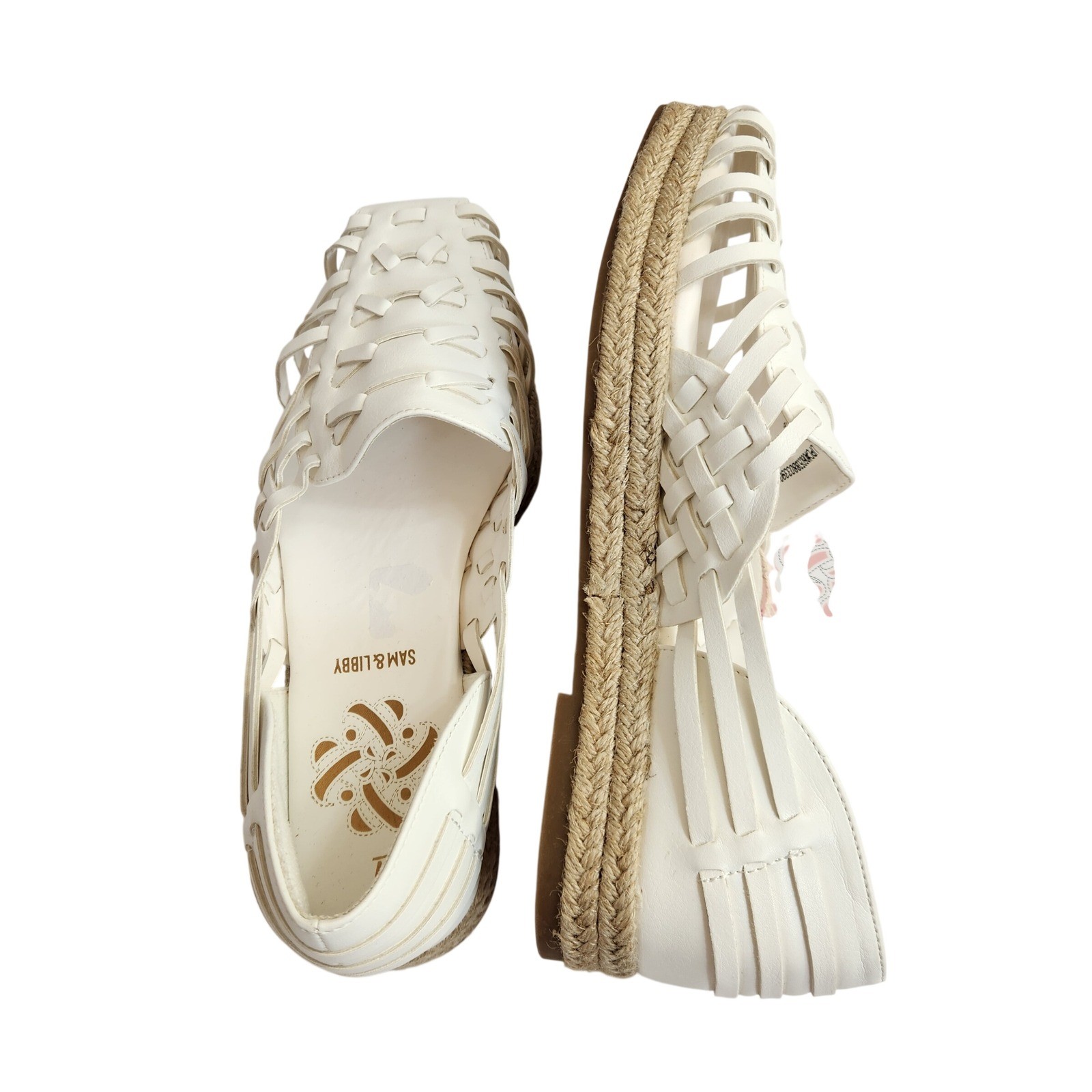 SAM & LIBBY Women’s Asha Espadrille Flats White Size 9 Woven Leather Shoes NWT