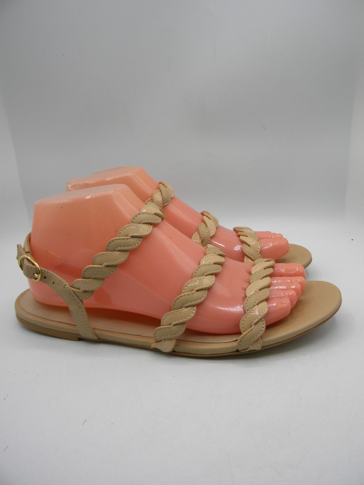 STUART WEITZMAN Twistie Leather Flat Ankle Strap Strappy Sandal Sz 8.5 M