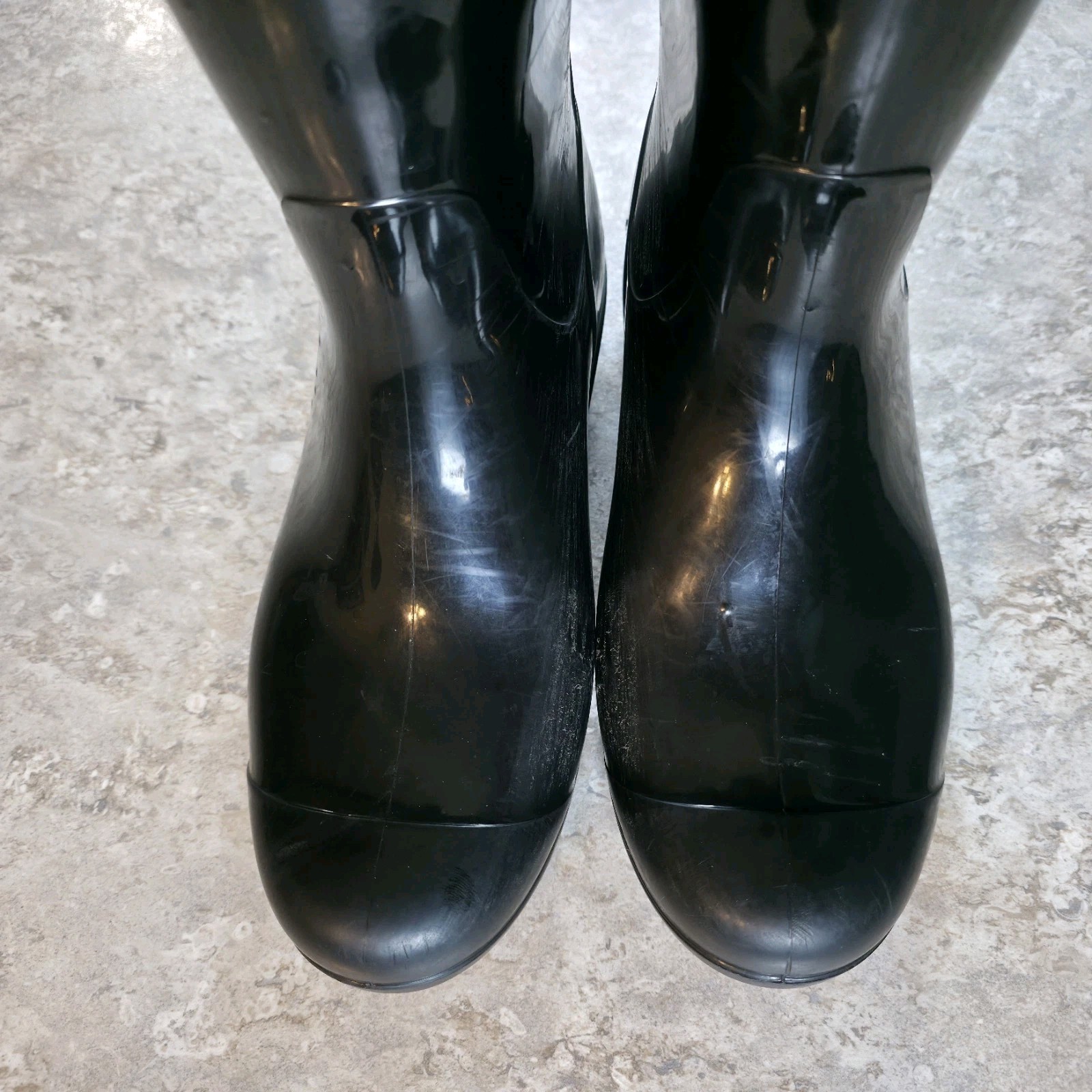 UGG Shaye Rain Boots Size 7 Shiny Black Tall Waterproof Lined