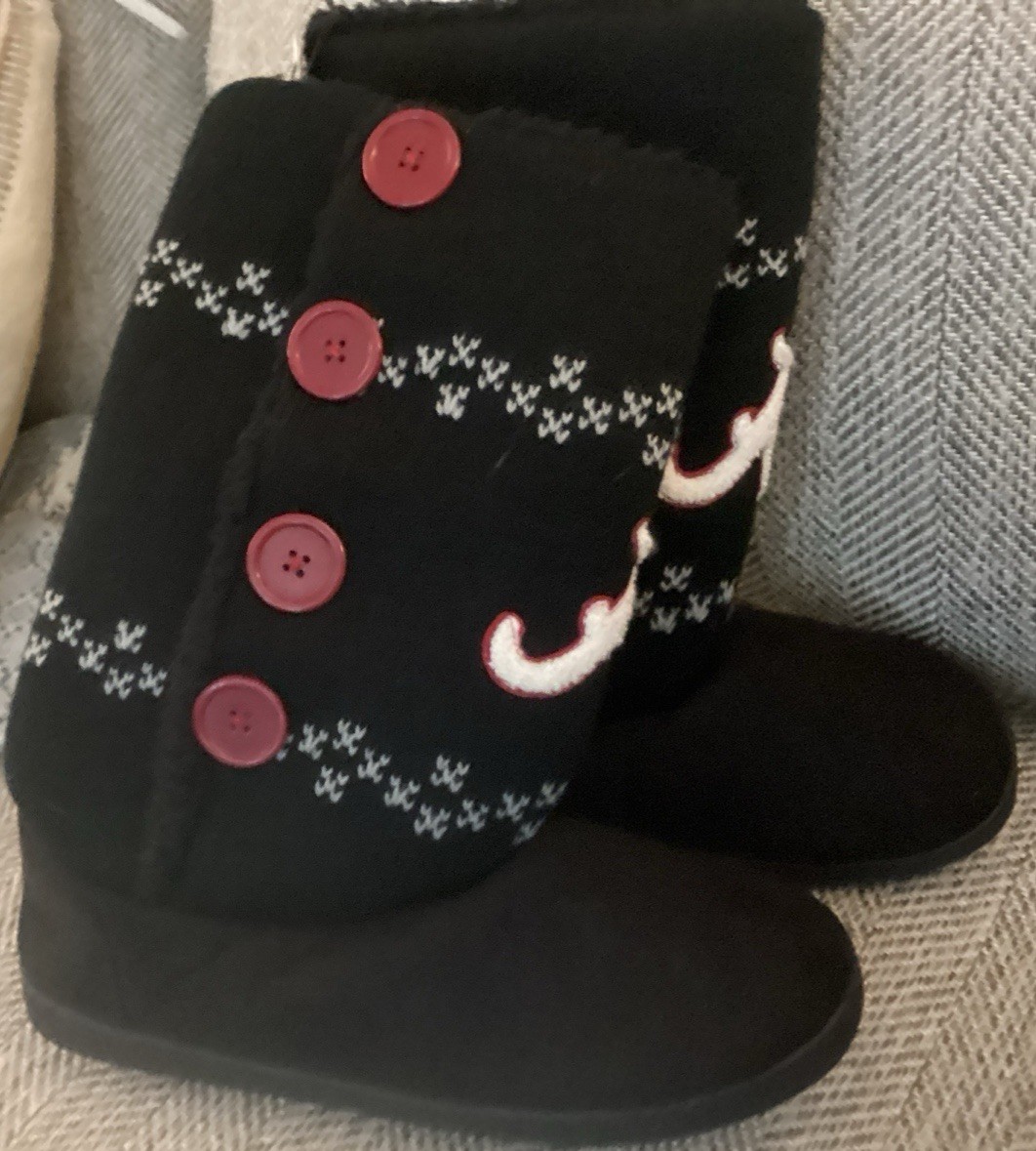College Edition Women’s Black knit Boots Size 11/12 Alabama NWT