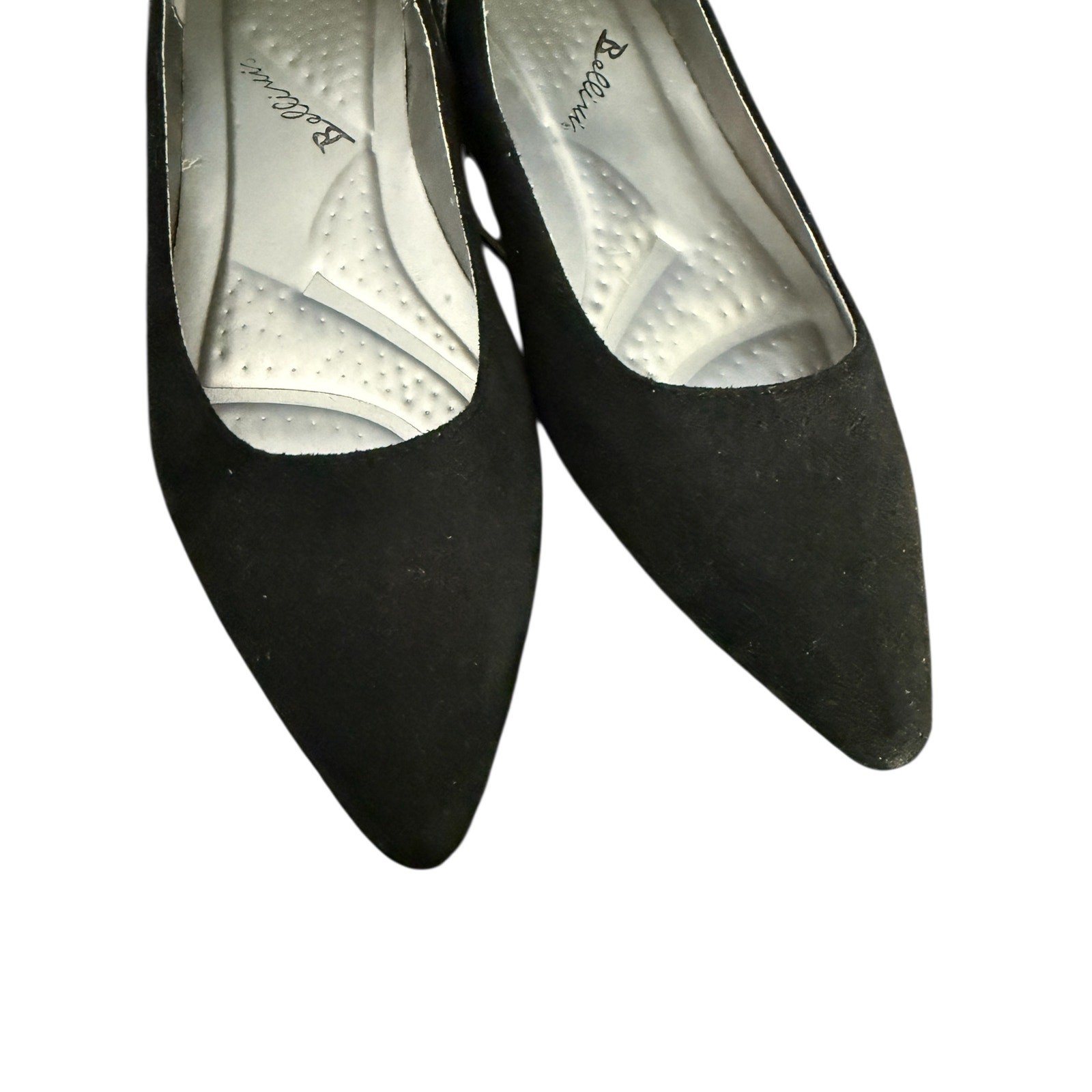 Bellini Navatoo Black Faux Suede Pointed Flats Snake Embossed Heel Zip 10