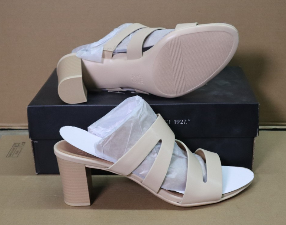 Naturalizer Beaming Mid-Heel Sandals Tan Smooth US Women’s Size 12M