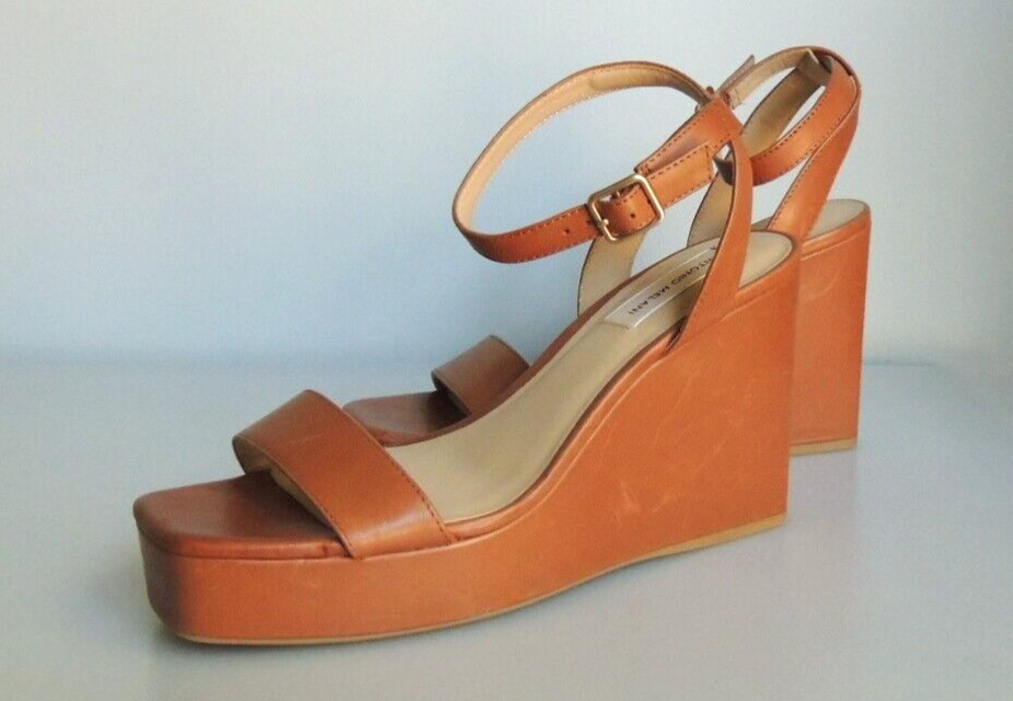 ANTONIO MELANI Wedge Platform Leather Sandal NWOB SZ 9 Light Brown GREAT PRICE!