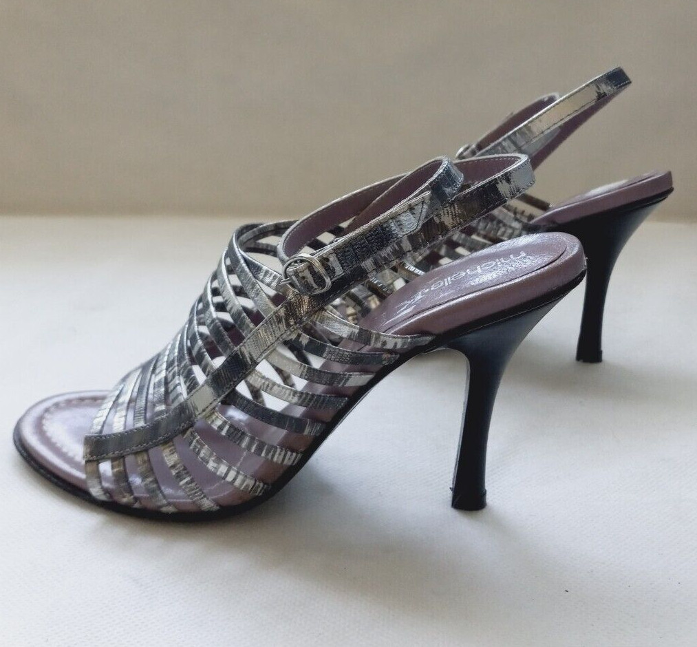 Michelle.K Women’s size US 7/37 Silve Leather Ankle Strap High Heel