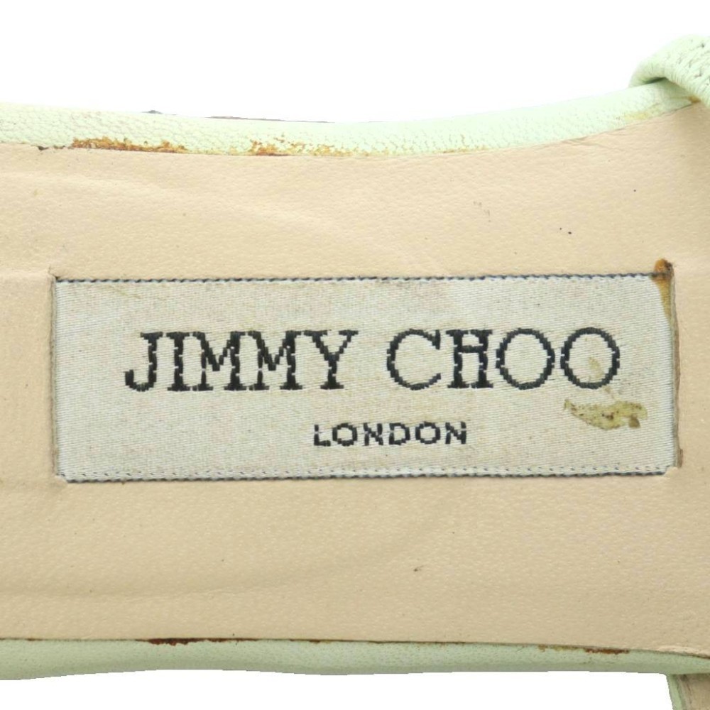 Jimmy Choo Women’s Flat Sandals Beaded Flower Embroidery Green 9cm/3.5″ B