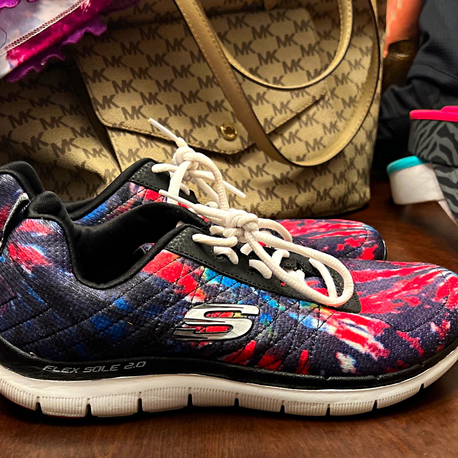 SKECHERS Memory Foam Tie Dye Lace-Up Lightweight Multicolor Low Top Sneakers
