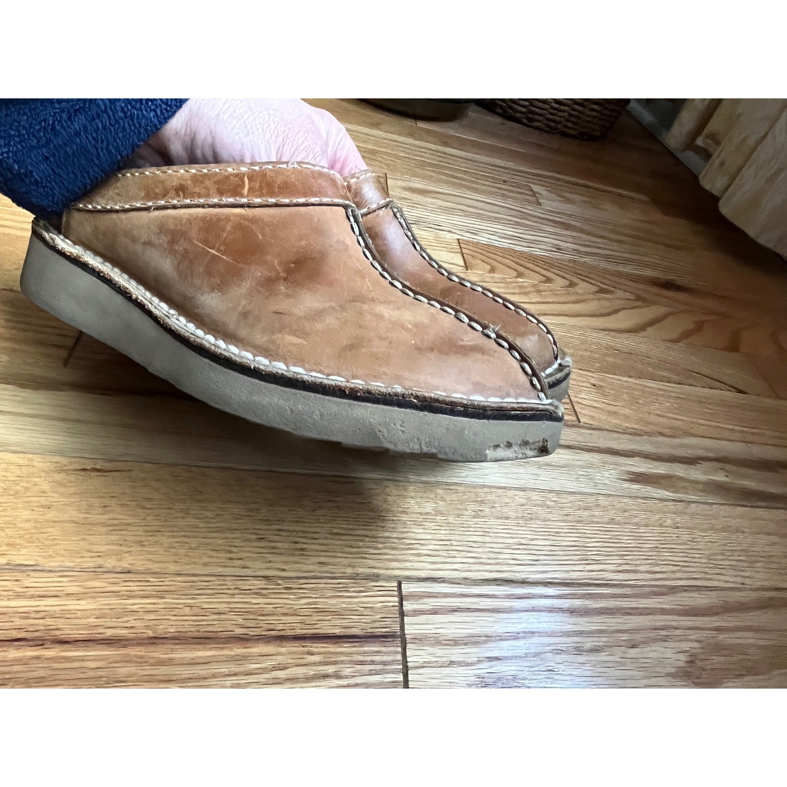 Vintage Dexter Full Grain Leather Clogs Mules Slip On Women Brown Y2K 90s READ