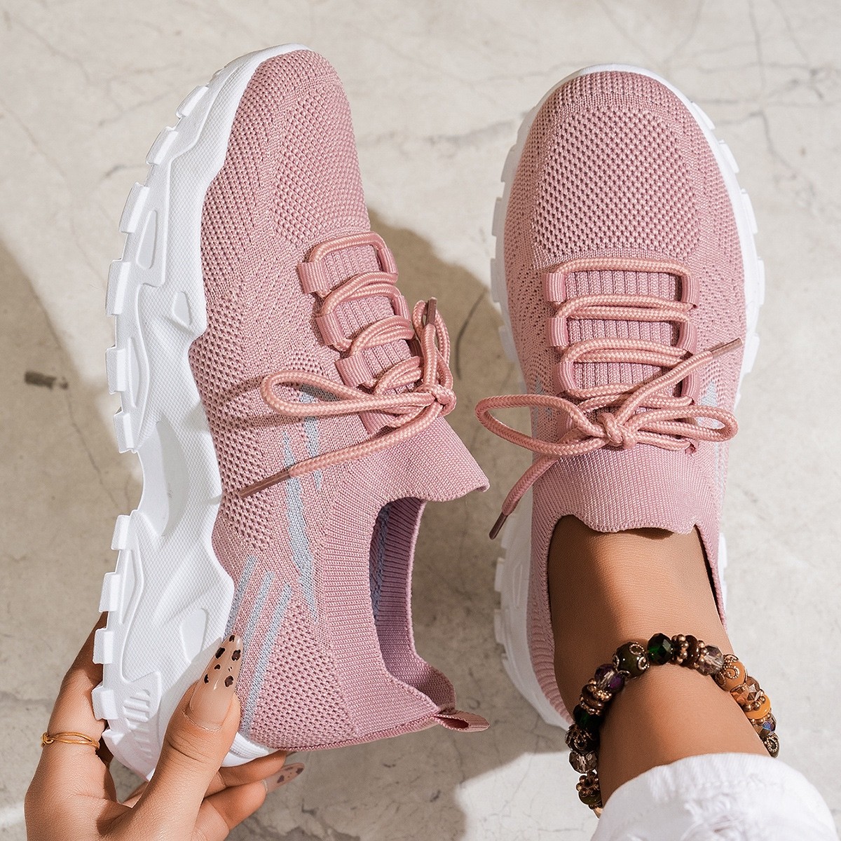 Women’s Lightweight Casual Sneakers Soft Sole Walking Shoes Lace Up Comfort