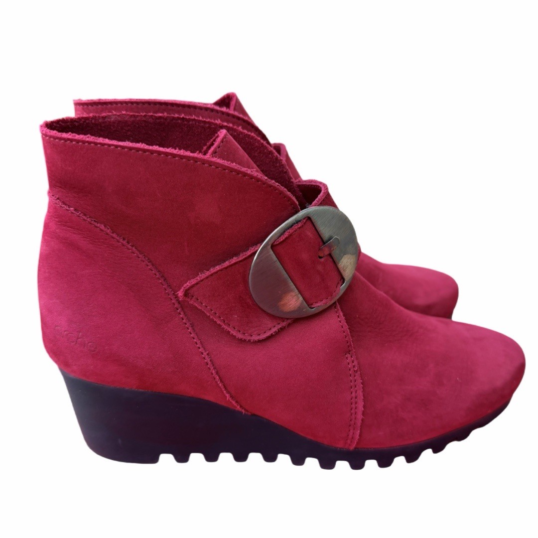 Arche Larrie Women’s Red Leather Wedge Ankle Boots