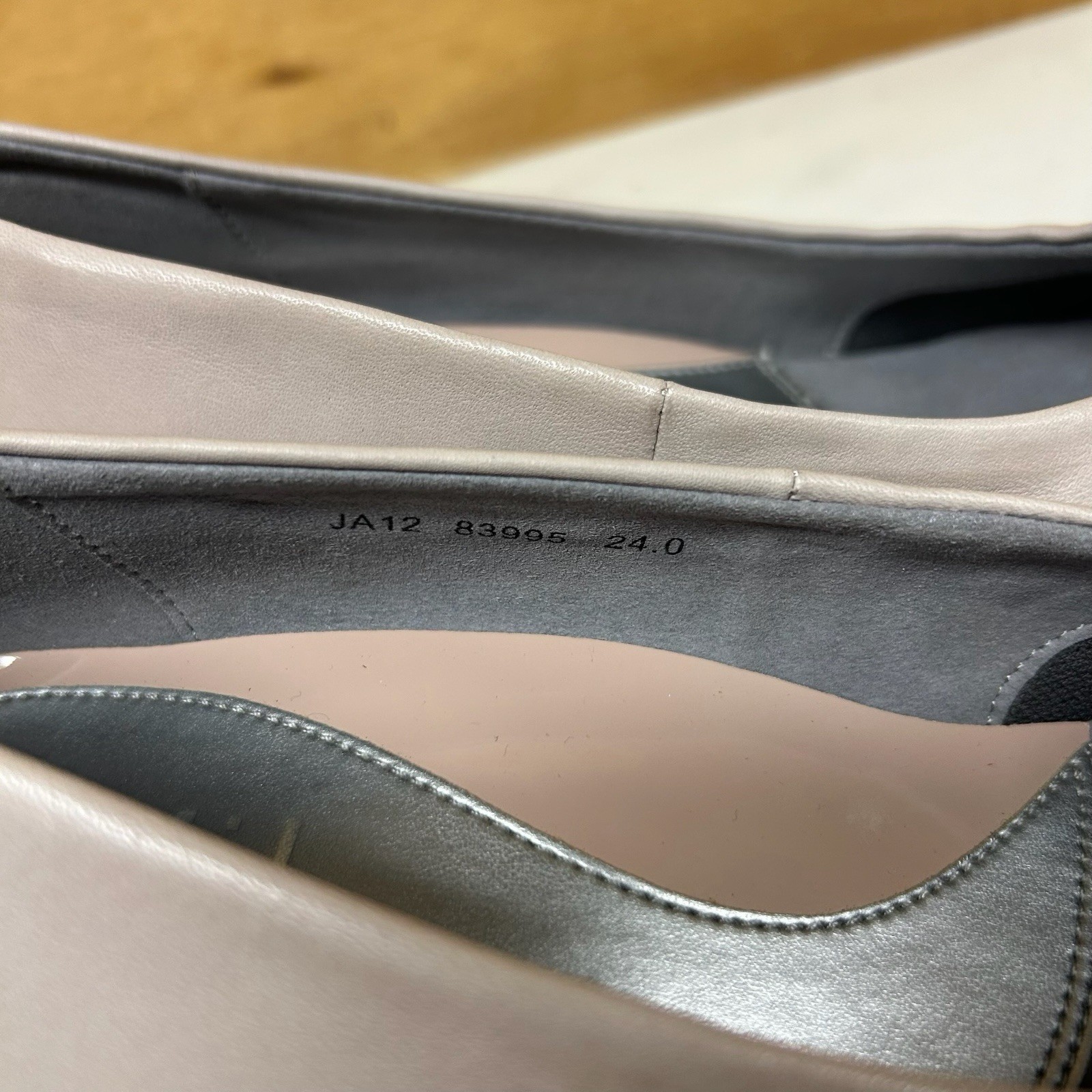 fitfit Women’s Comfort Low Heel Pumps Beige Gray Size 24.0cm Leather Used