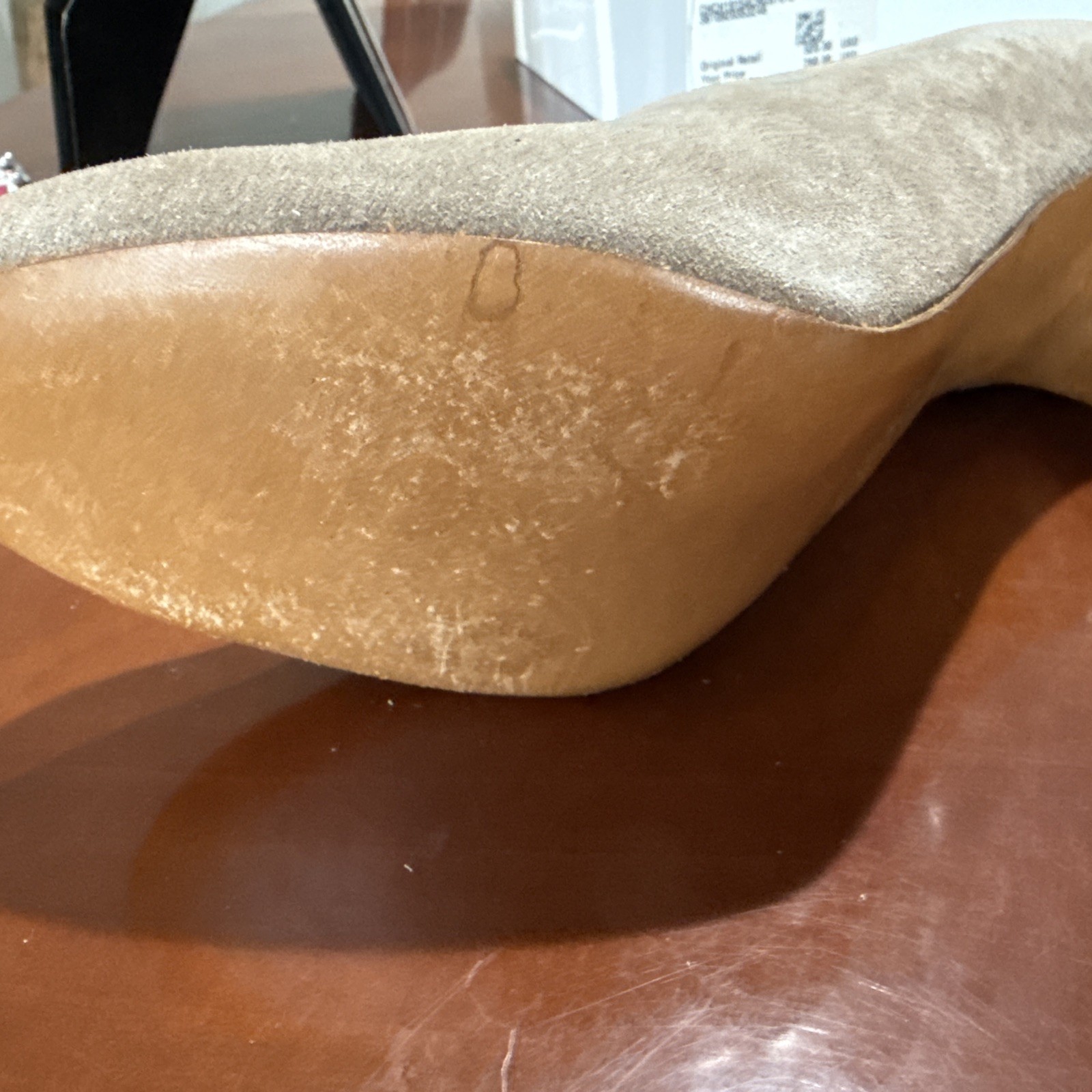 Chloe Leather Pump Heels Shoes Crosta Calf Lana Gray Beige Size 10 Made In Italy