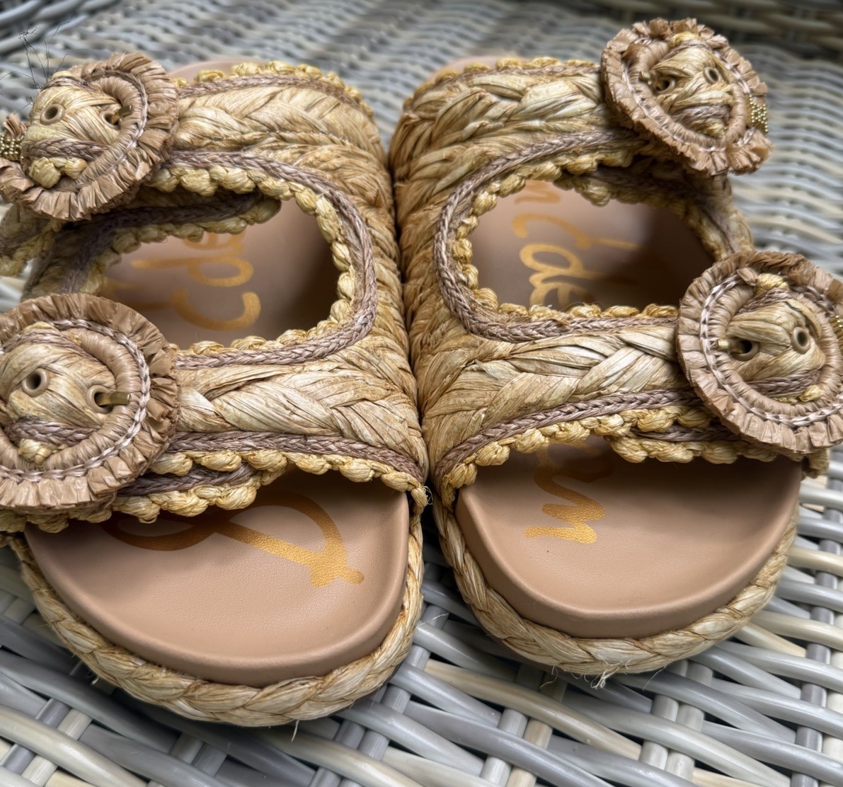 Sam Edelman Women’s Reina Slides Sandals Raffia – US SIZE 10.5 M Beach