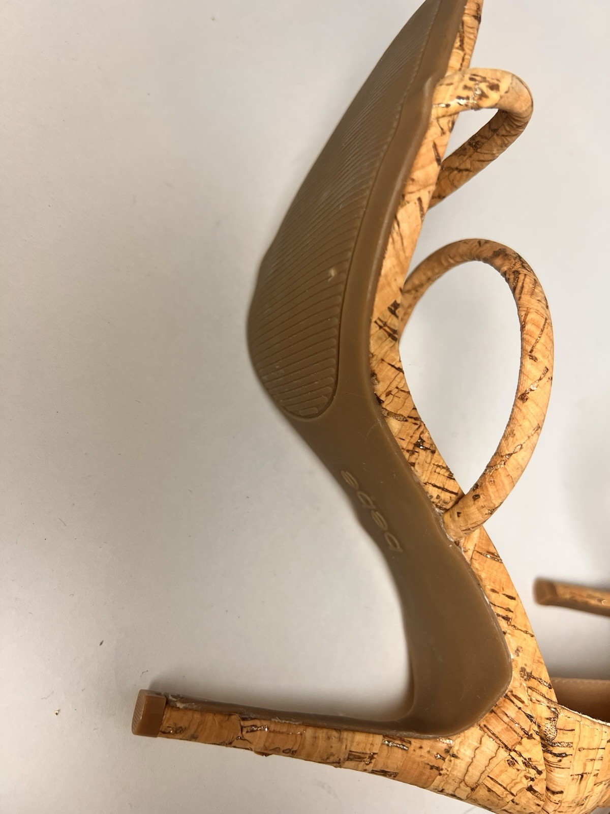 Bebe BERDINE Size 8 Glittery Cork Ankle Strap High Heels Classy Stylish
