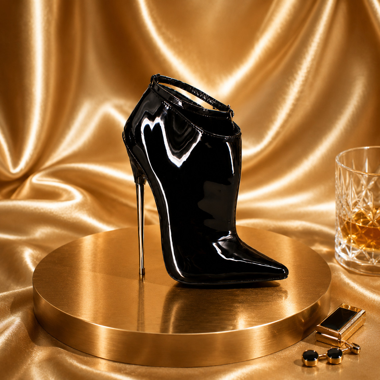 7.1″ Statement Stiletto Boots Metal Heel Pointed Toe Ankle Strap Extreme High