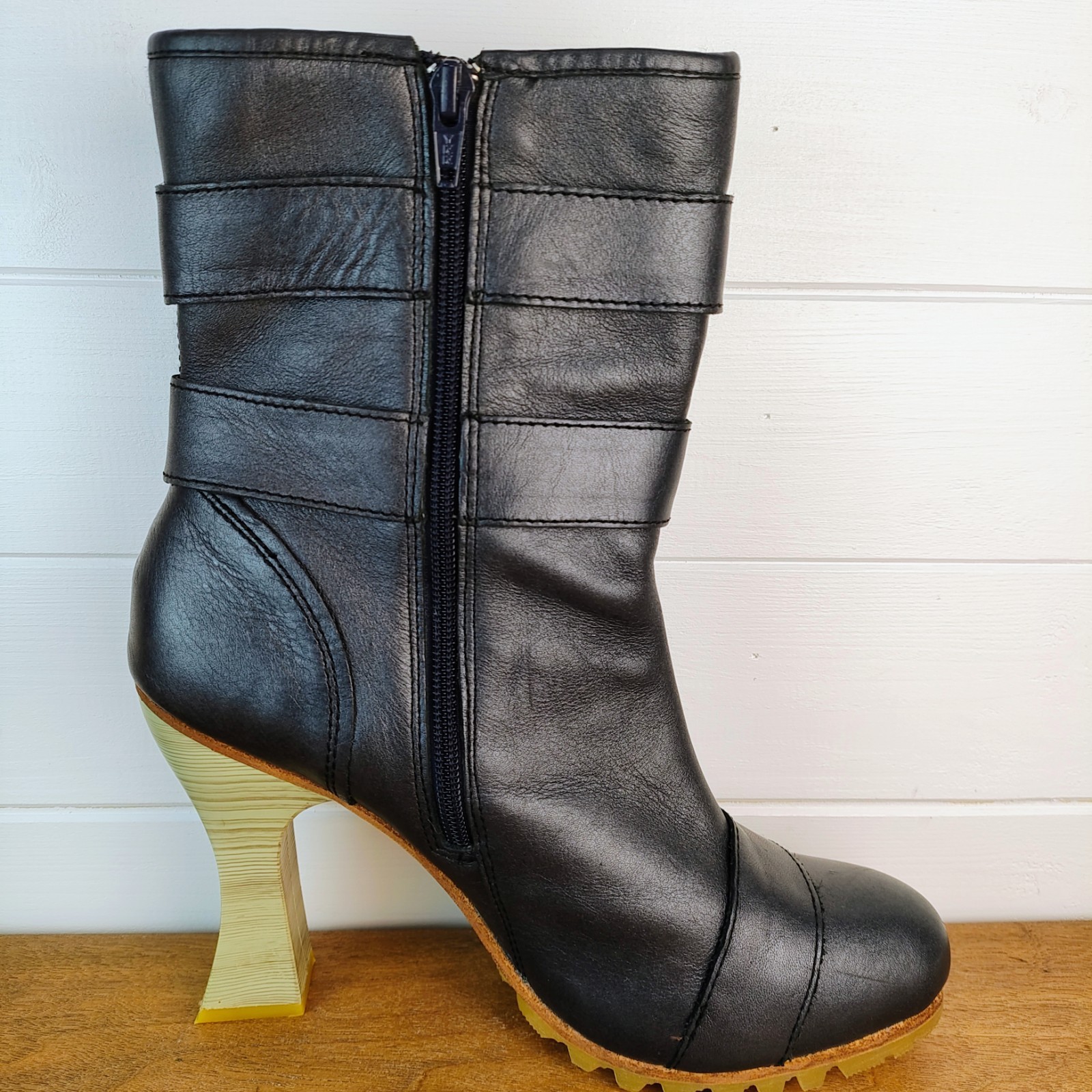 CAT Caterpillar X Shontelle Collab US 9 M Boots 4″ Sculpted High Heel Black -ish