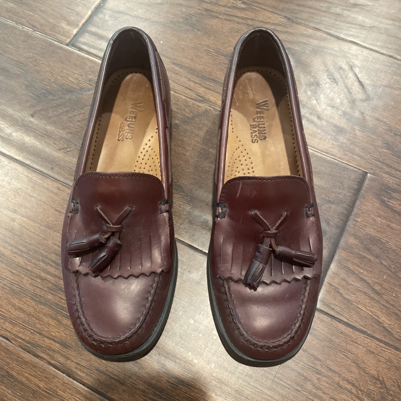 GH Bass Weejuns Marietta II Burgundy Leather Kiltie Tassel Loafers Women’s 5.5M