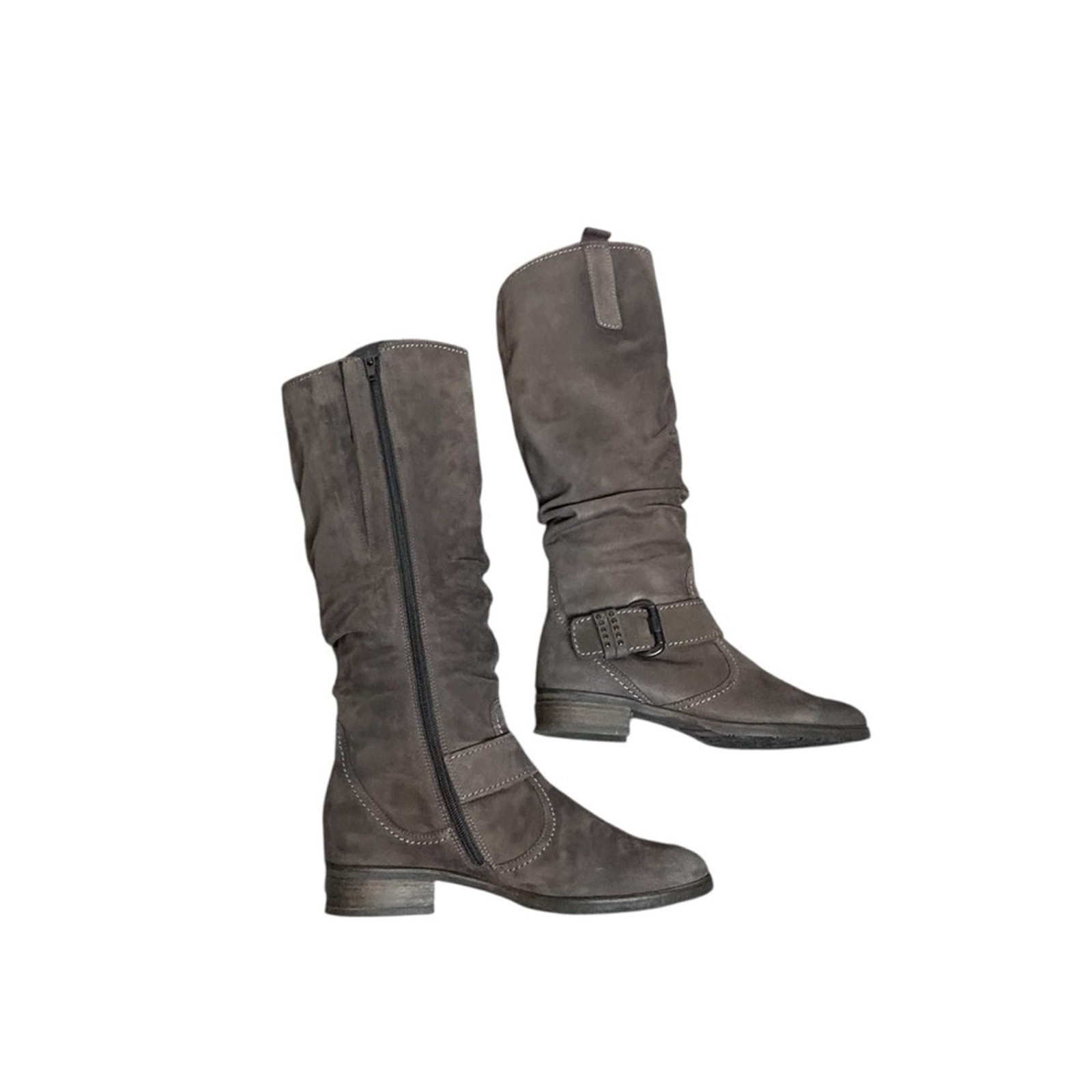 Gabor Nubuk Soft Tall Boots Grey (Brown) SZ 7.5 German Design Made in Portugal
