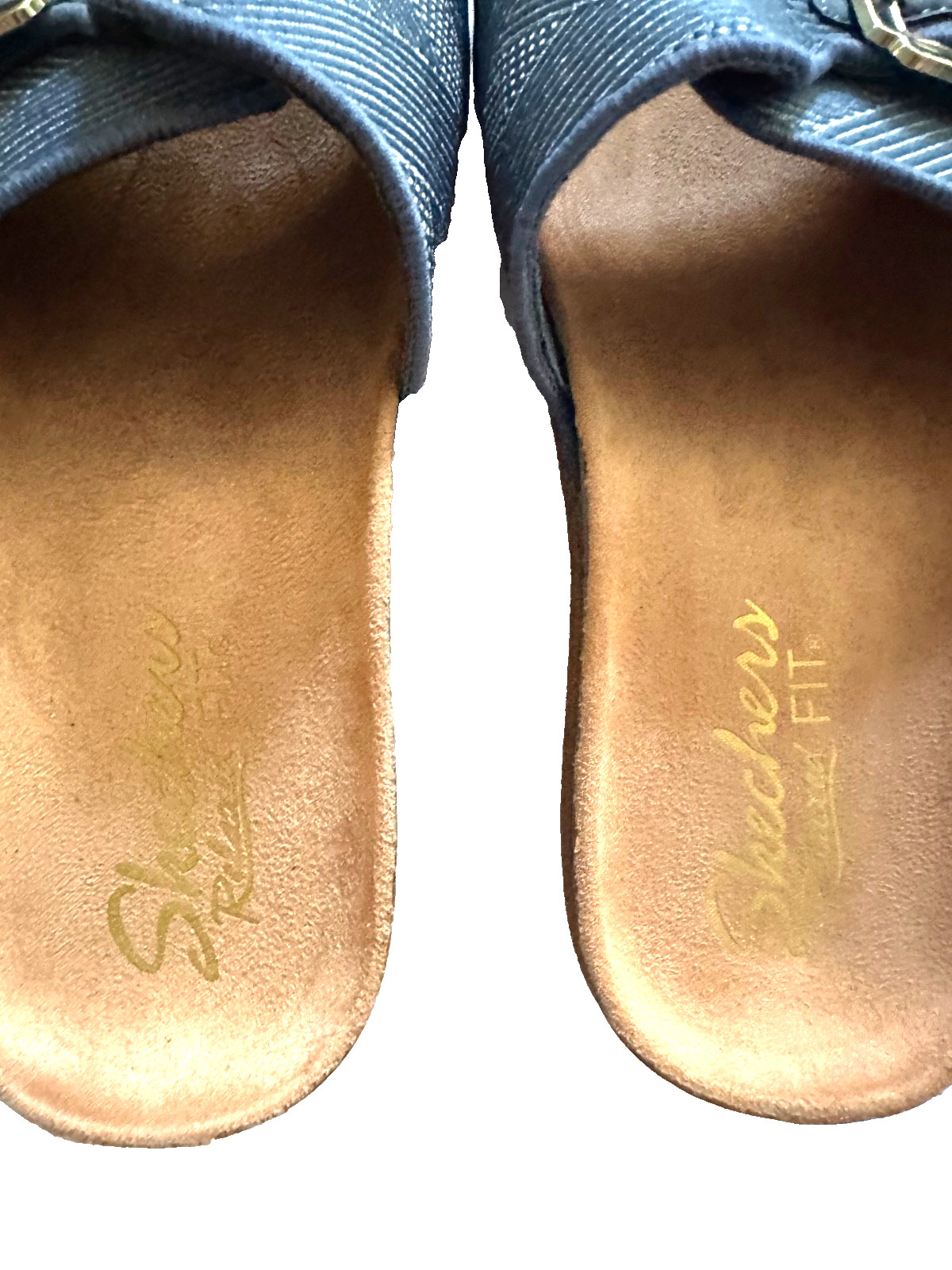 NEW Skechers Womens Lifted Comfort Restless Wave Sandal / Slide, Navy, Sz 7