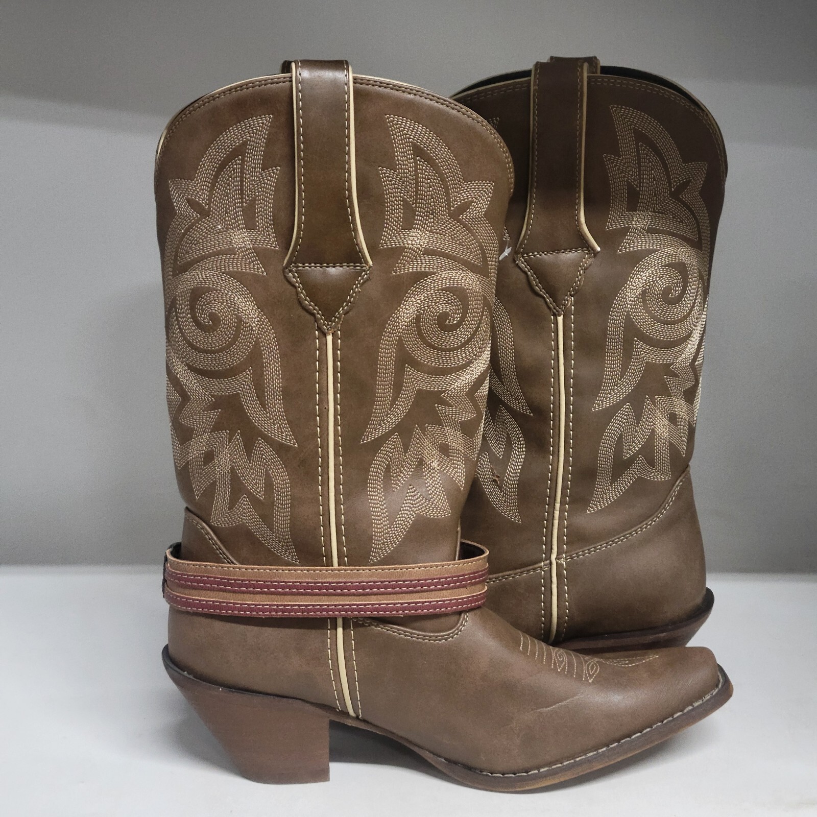 Durango 12″ American Flag Buckle Western Boot Tan Womens Size 9M