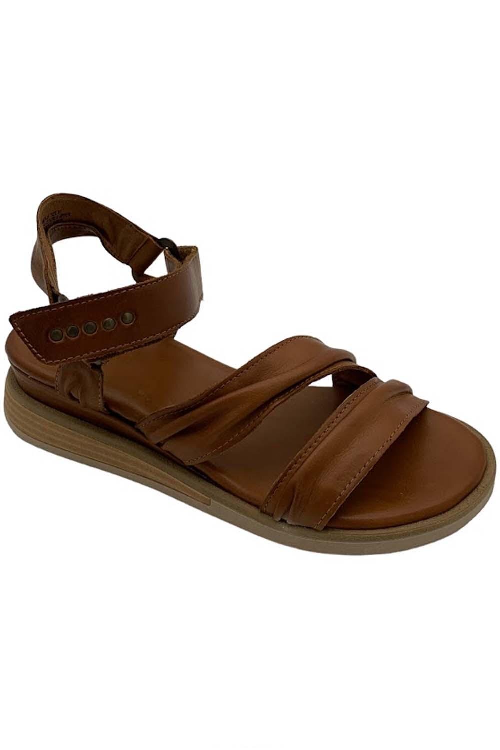 Miz Mooz Leather Ankle Strap Sandals Camellia Brandy