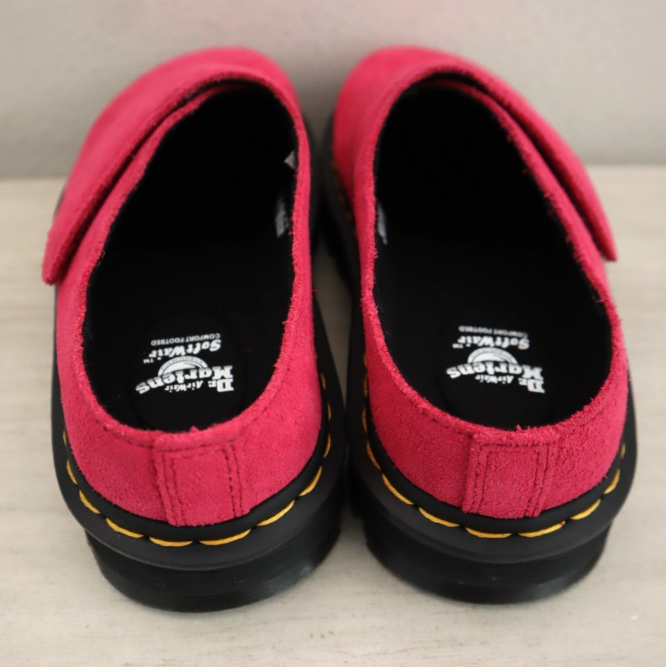 Dr. Martens Women’s Sz 7 Fuchsia Pink Bronx Suede Zebzag AnyWair Mules $130