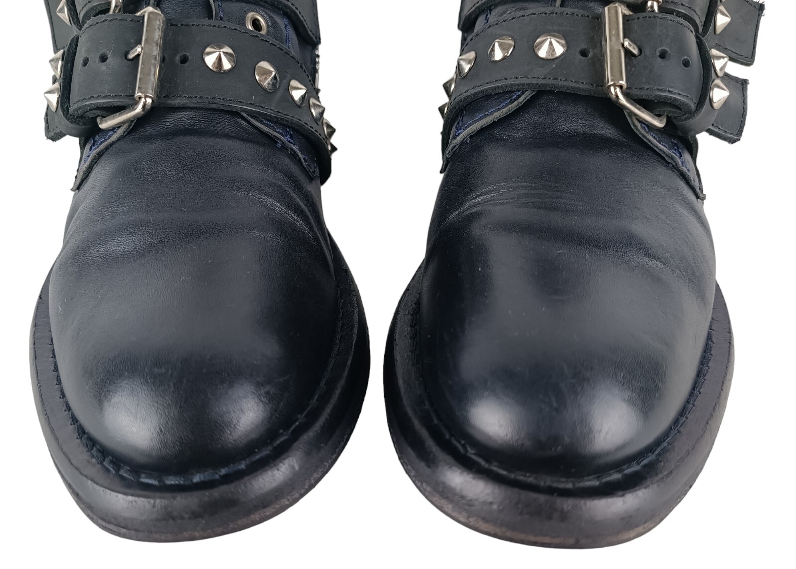 Zadig&Voltaire Womens Black Leather Studded Straps Ankle Boots Size EU 39