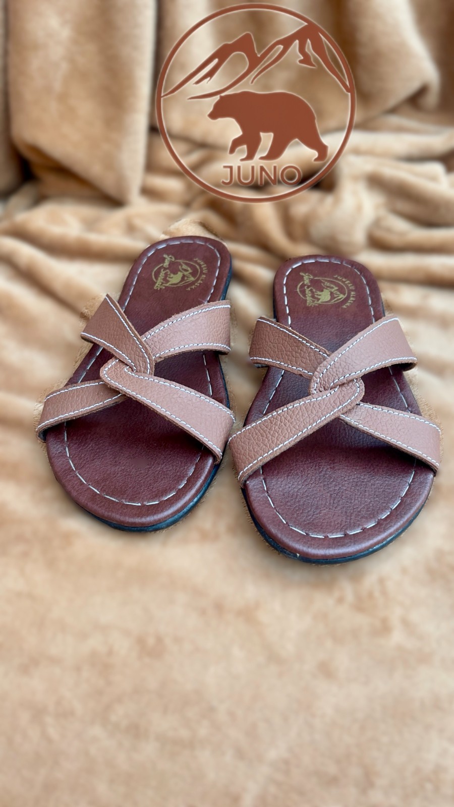 Women’s Sandals Slide Leather Handmade Stitched ( YAKOBI )