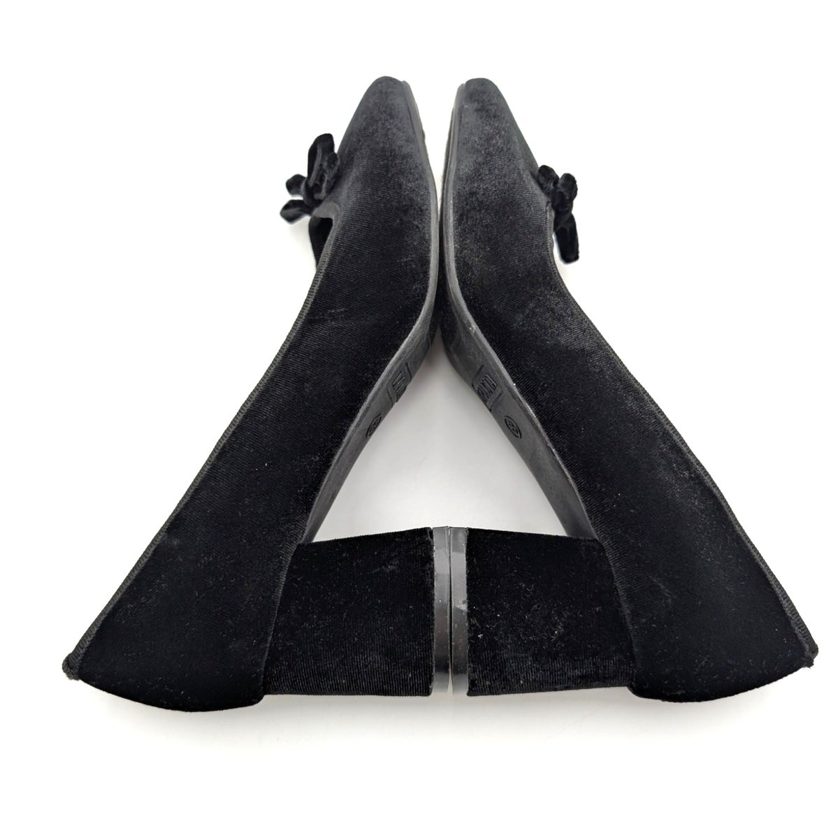 Top Moda Elba Square Toe Heel Pump Velvet Bow Front Womens Black Size US8 EU39