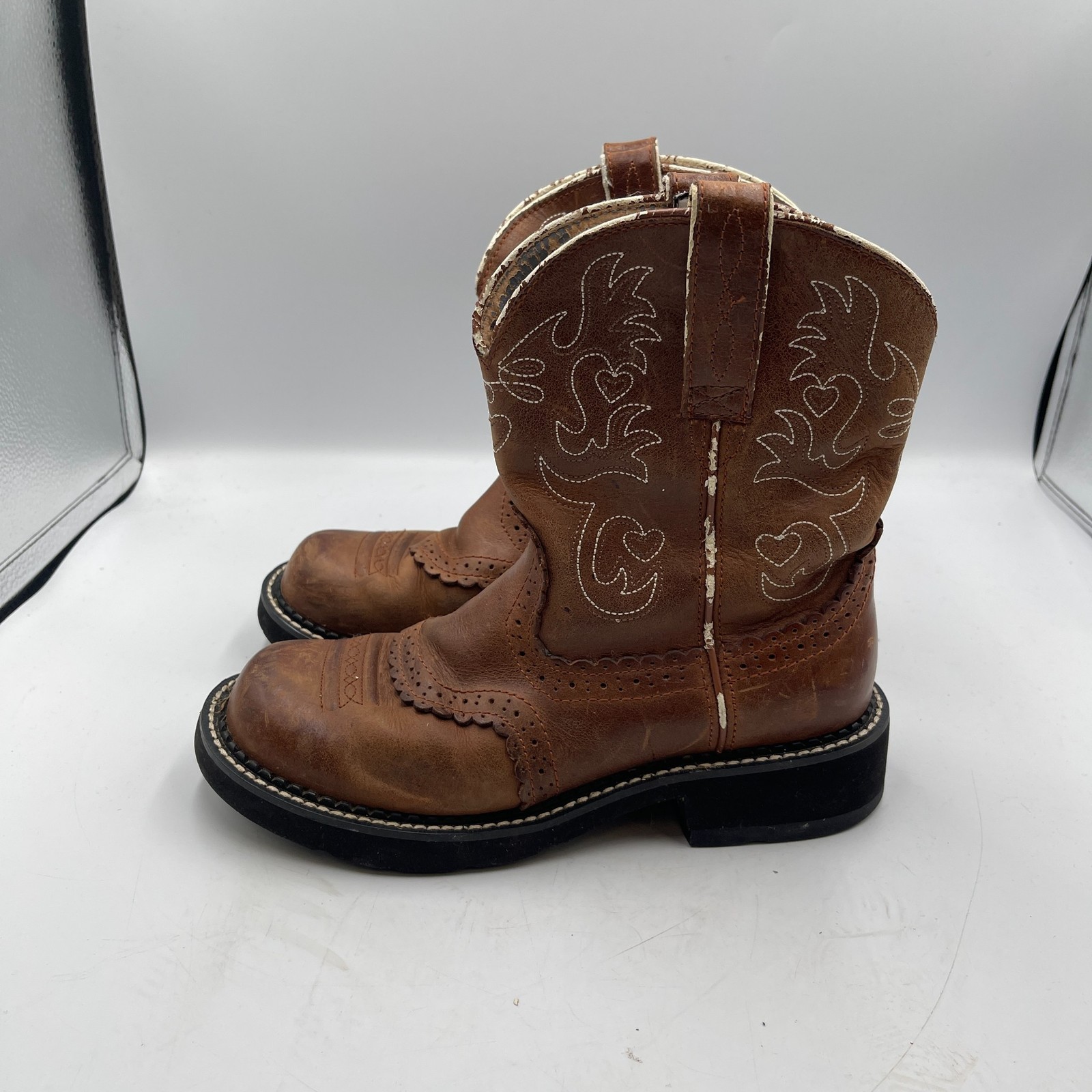 Ariat Fatbaby 10000860 Women’s 7 B Ankle Boots Saddle Leather Cowgirl Western