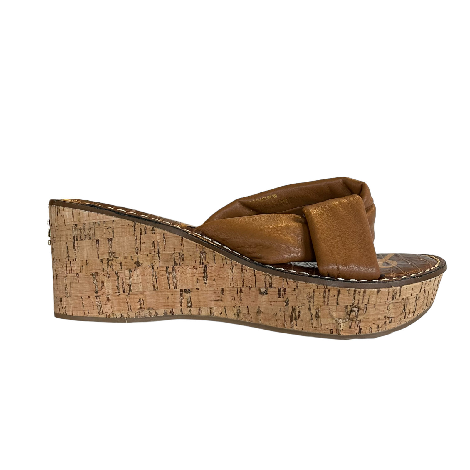 Sam Edelman Ramsey Sandals Womens US 8.5 M EU 39 Brown Leather Cork Wedge High