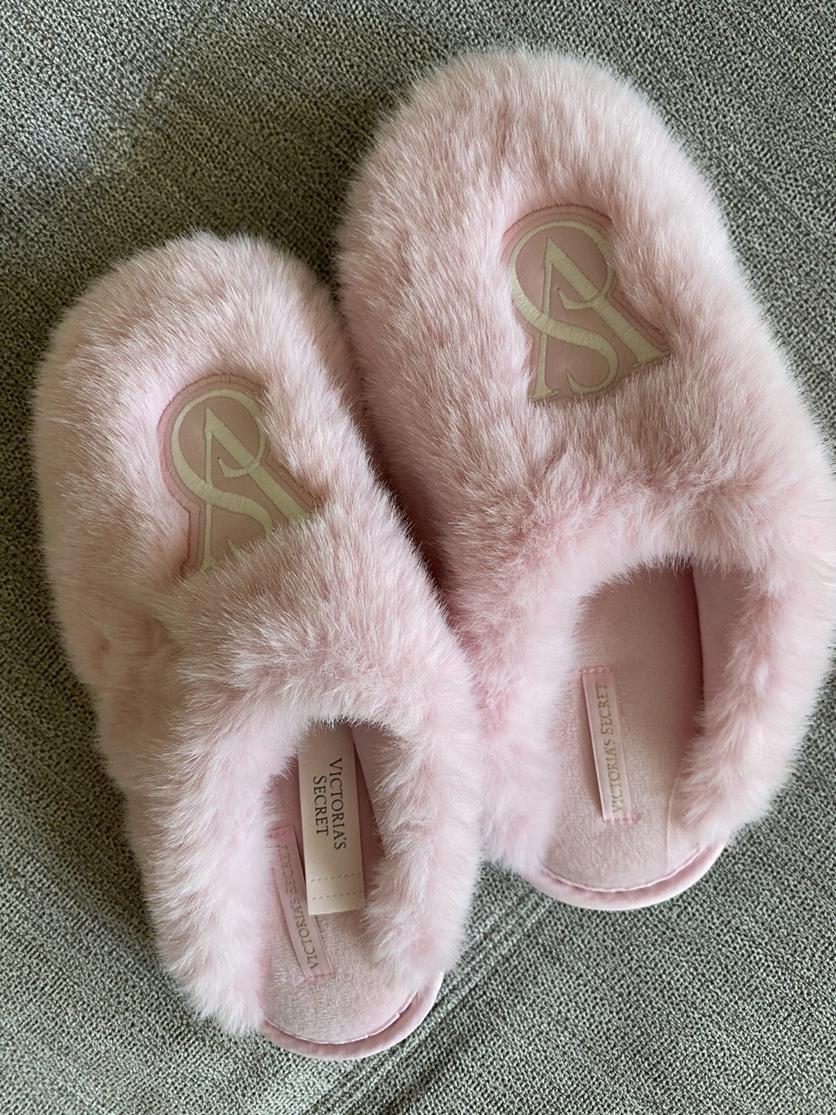 Victoria’s Secret VS Plush Closed Toe Faux Fur Slippers Washed Blossom S M L